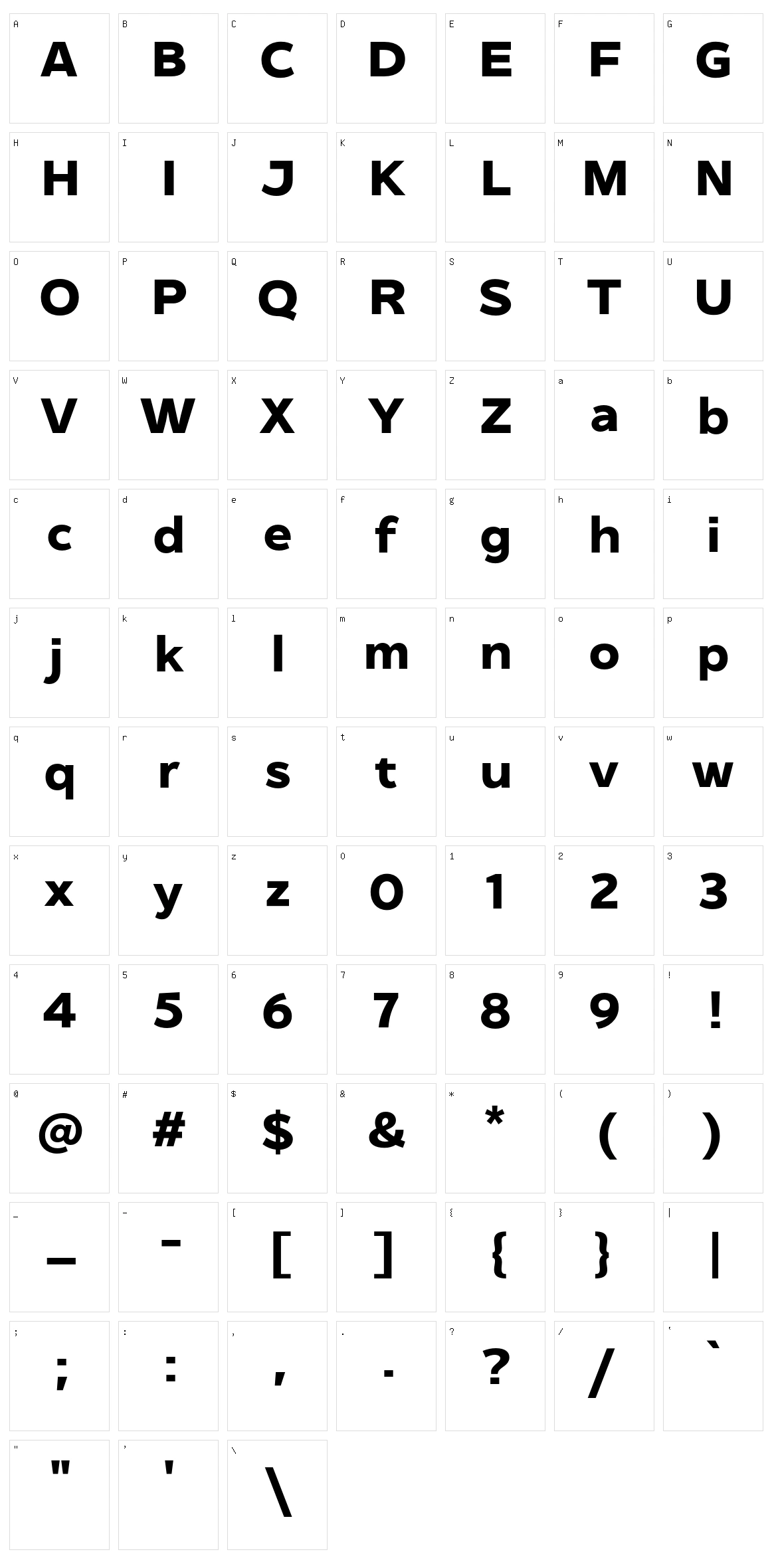 Quixotic Sans Character Set