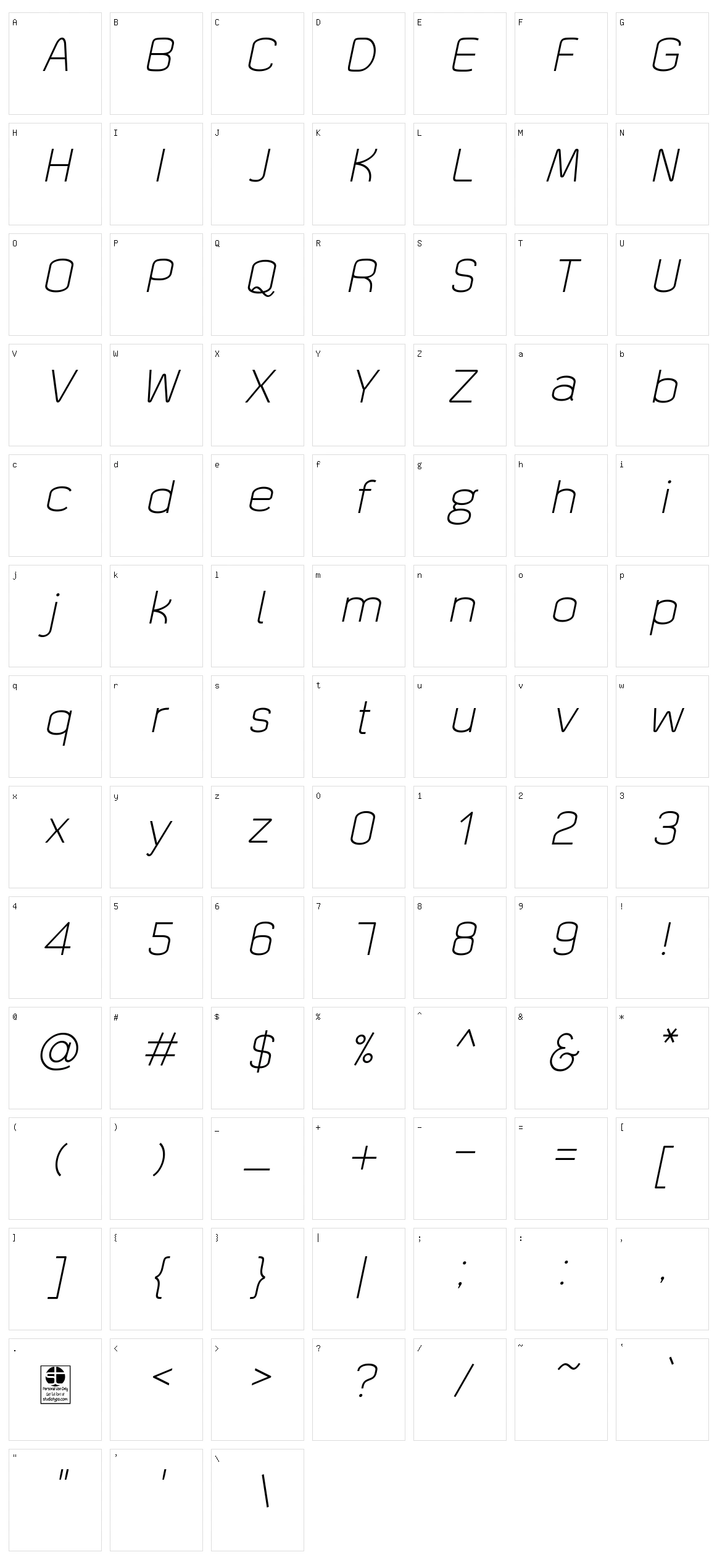 Quizma Character Set