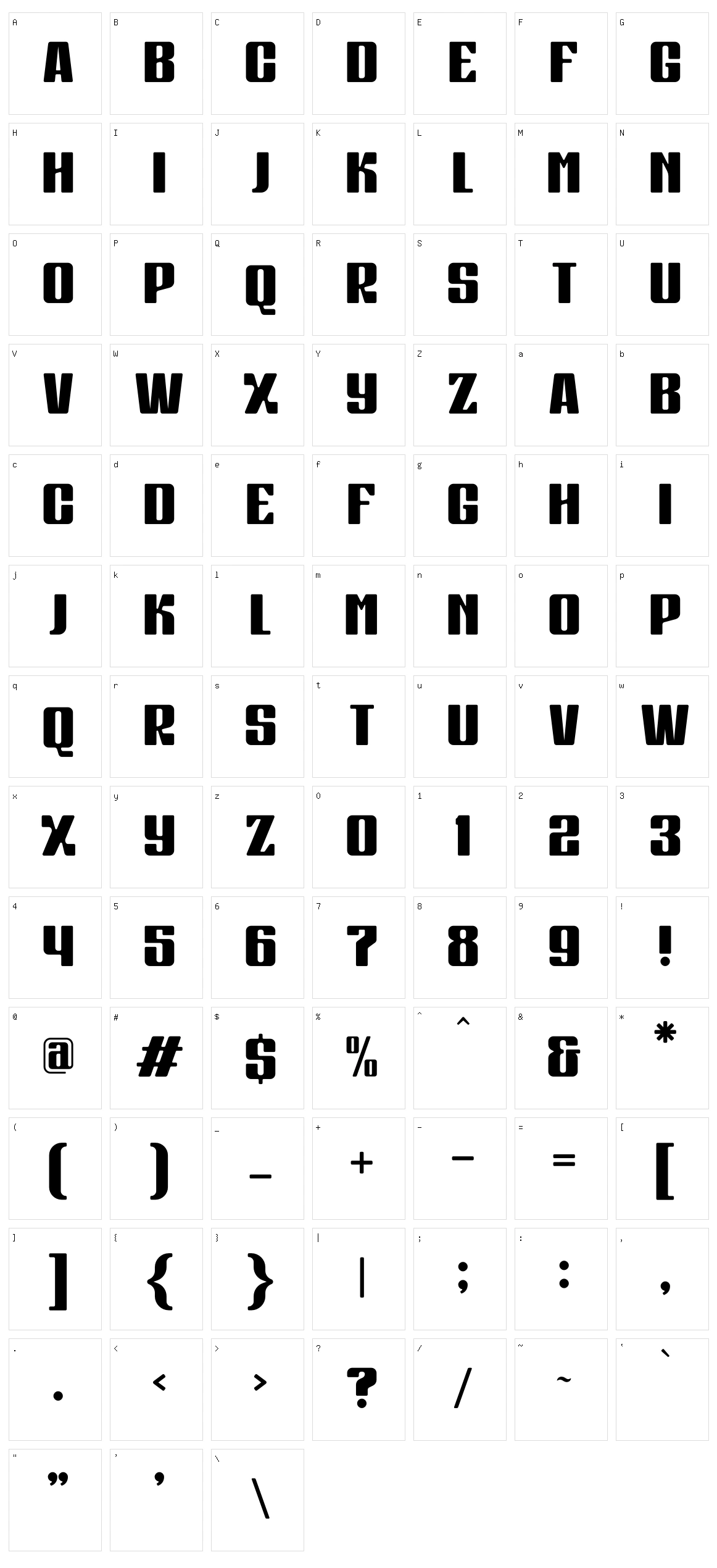 Radio A Treqer Character Set