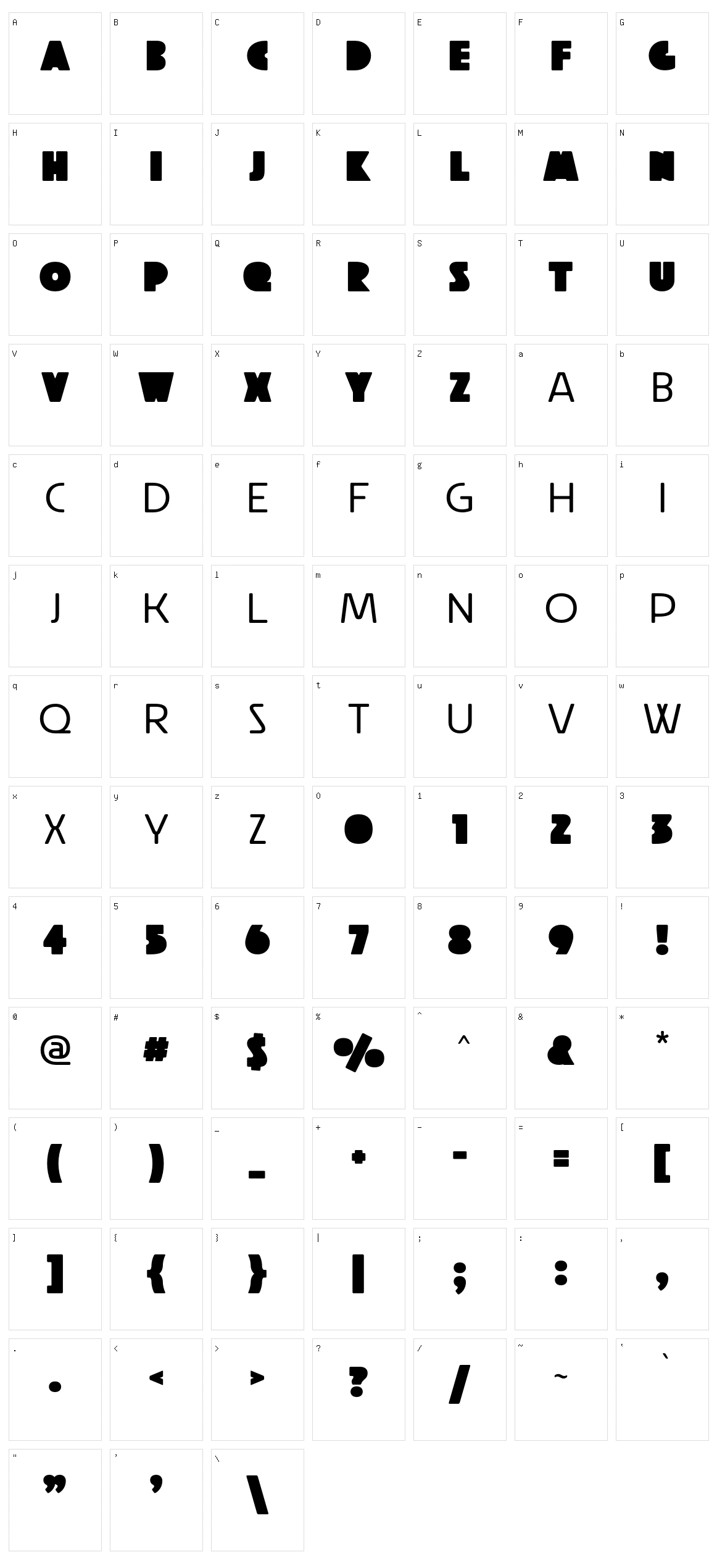 Raubam Character Set