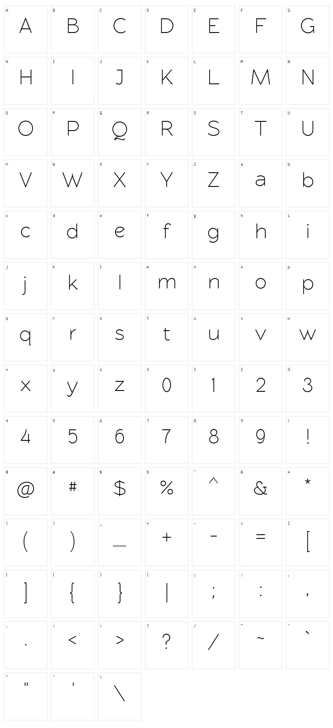 Rawengulk Sans Character Set