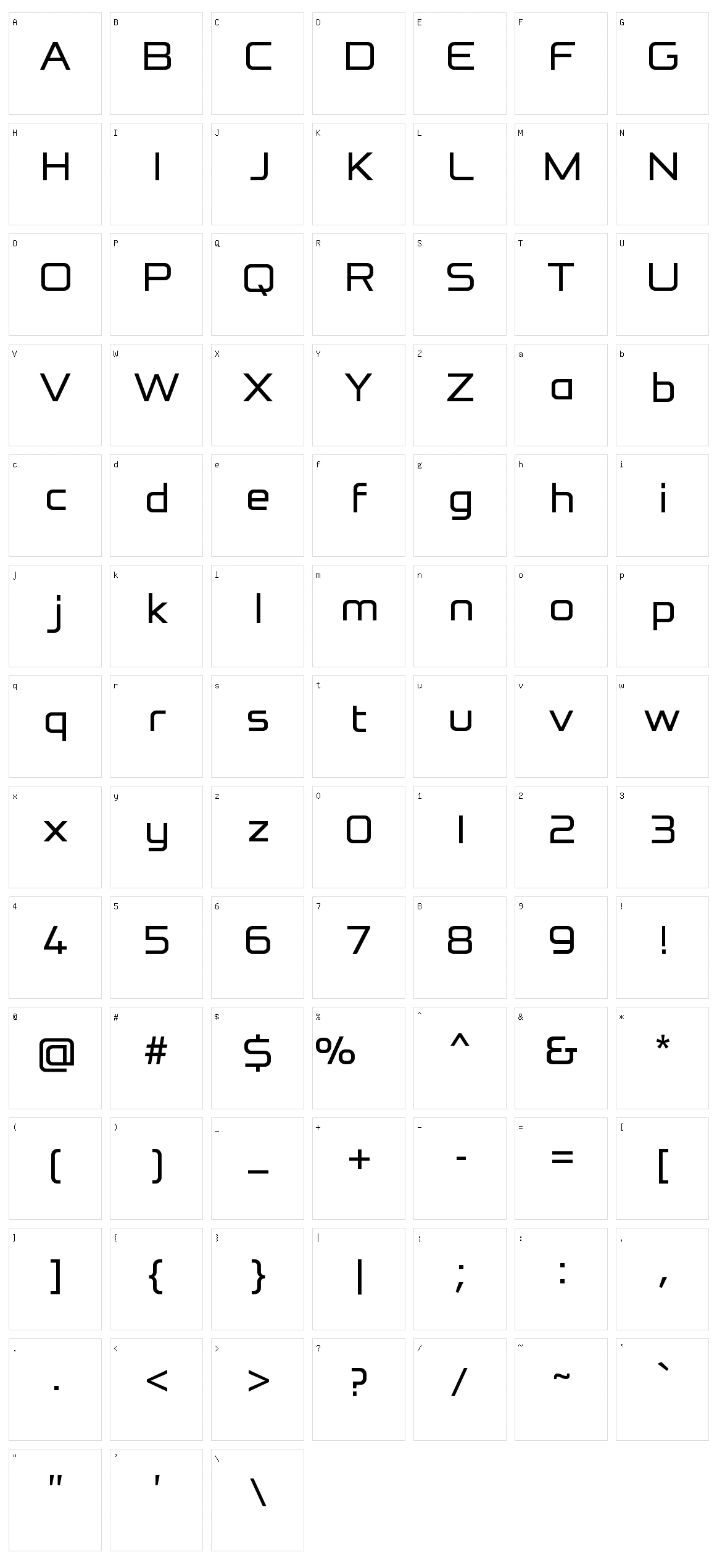 ReFormation Sans Character Set