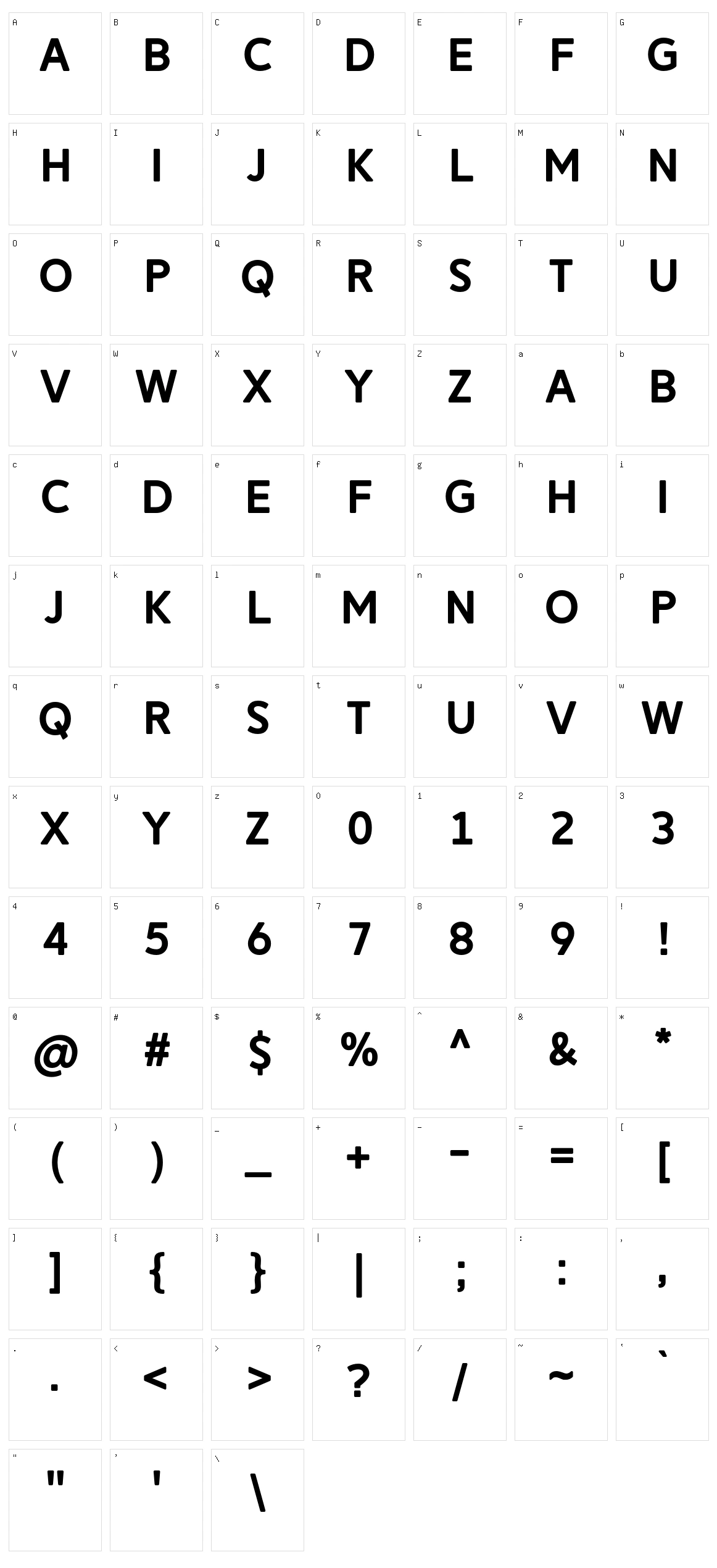 Reitam Character Set