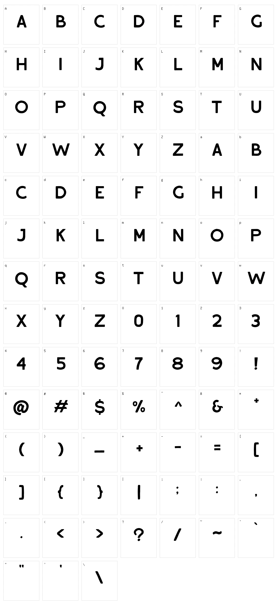 Reliva Sans Character Set