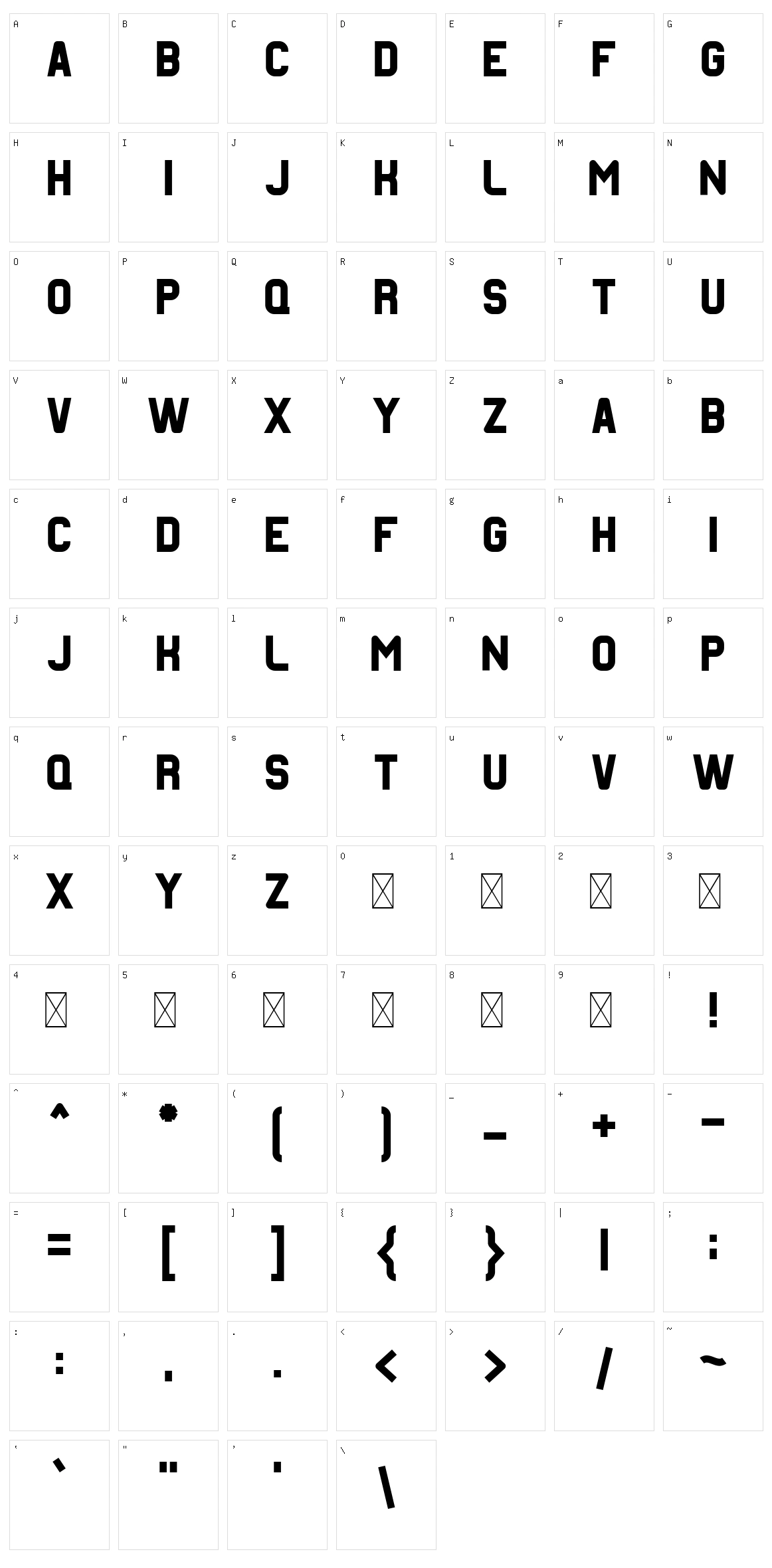 Revalate Character Set