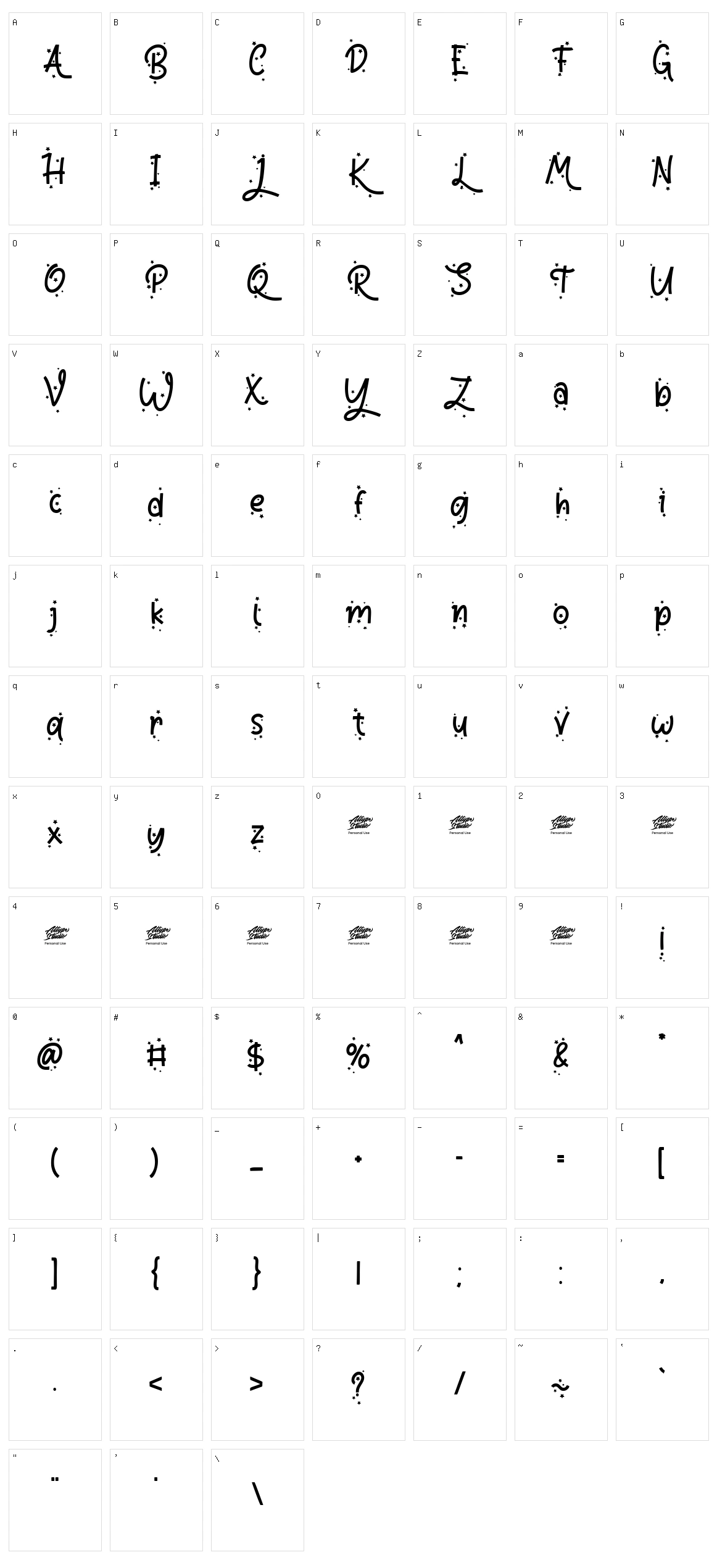Riana Star Character Set
