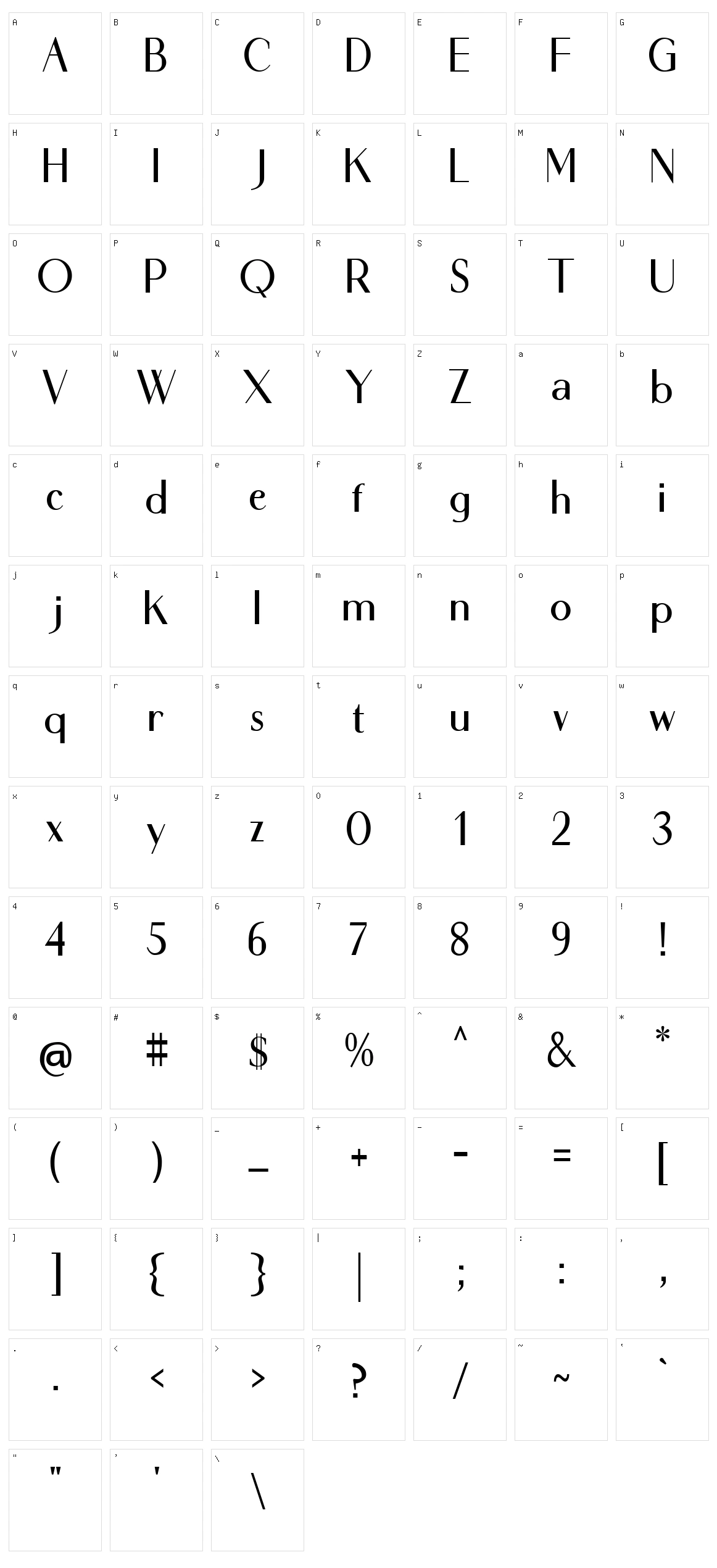 Revonza Character Set