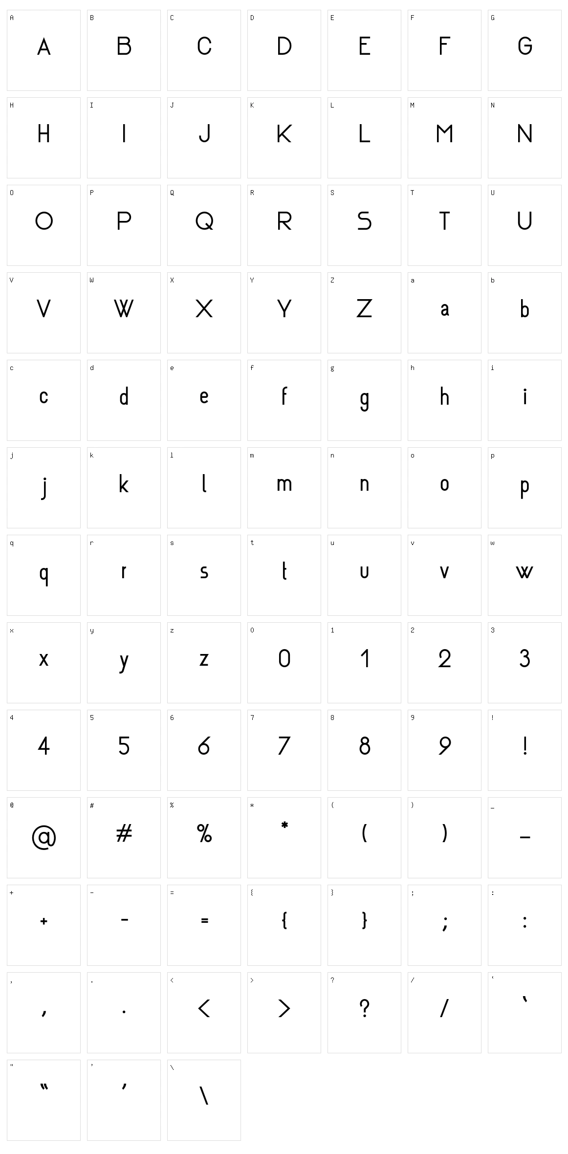 Rhanoll Character Set