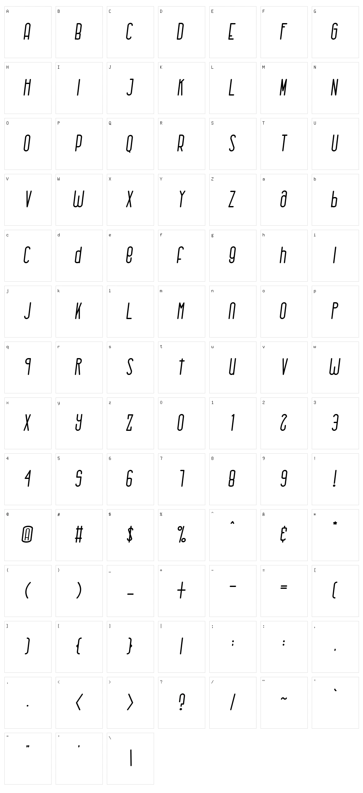 Rhantica Character Set