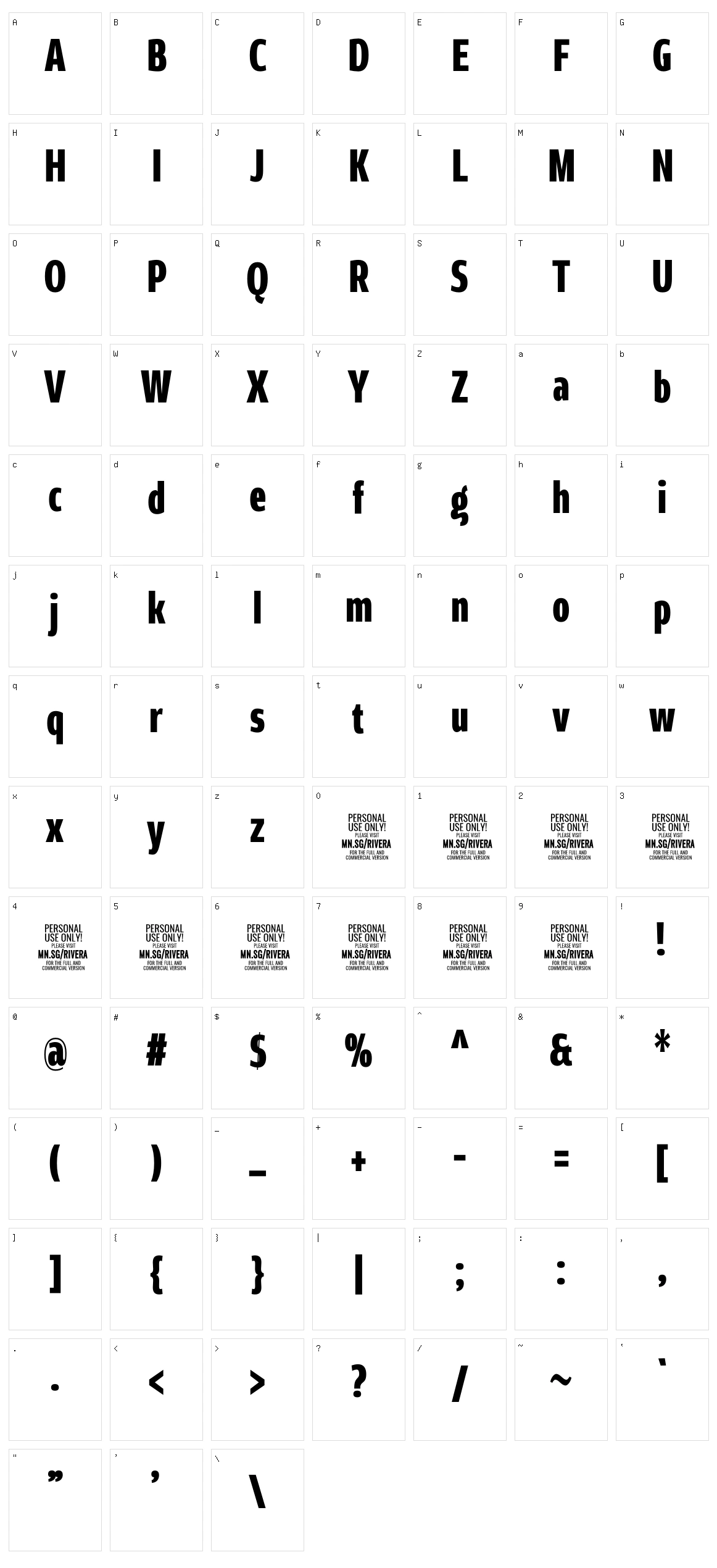 Rivera Character Set
