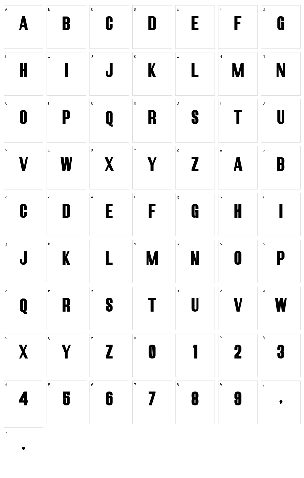 Robusta II Sans Character Set