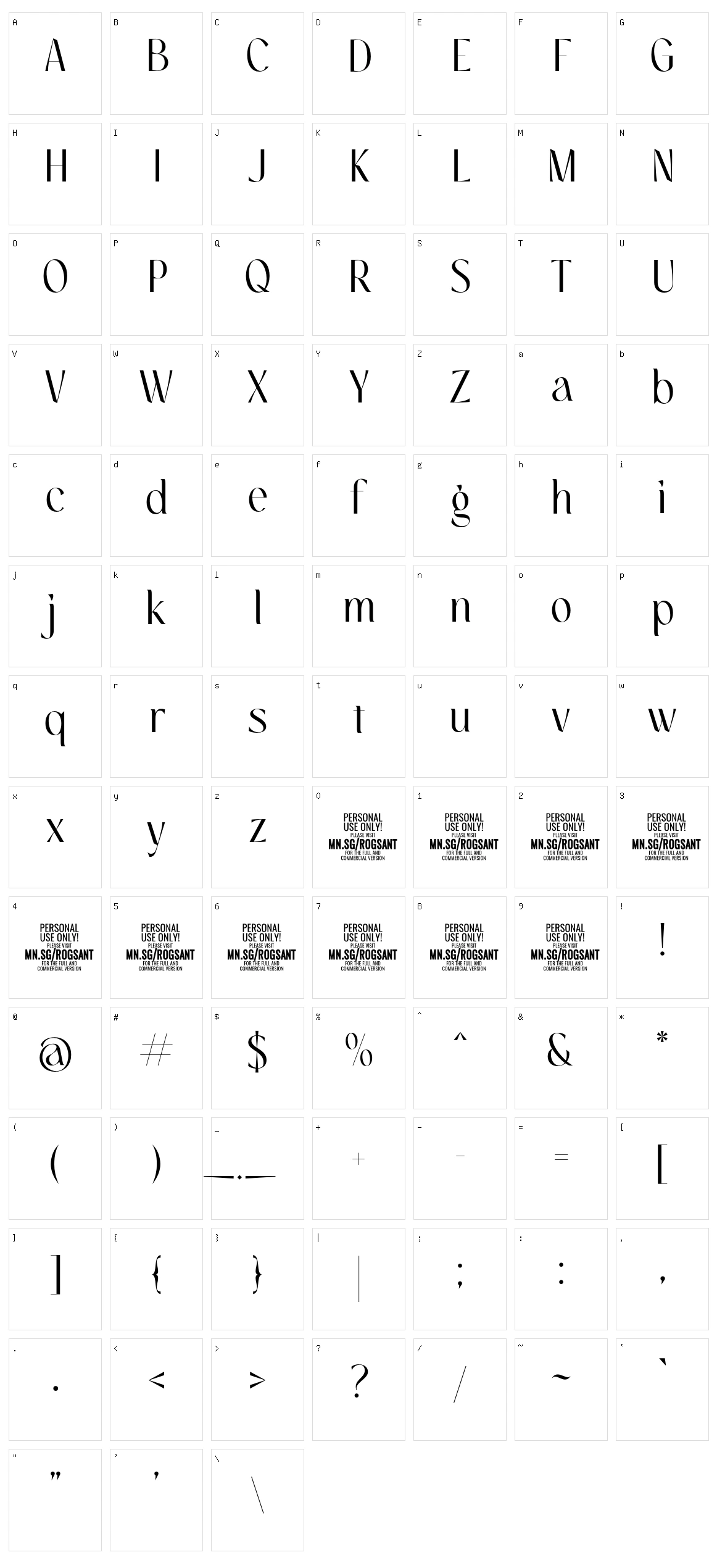 Rogsant Crisp Character Set