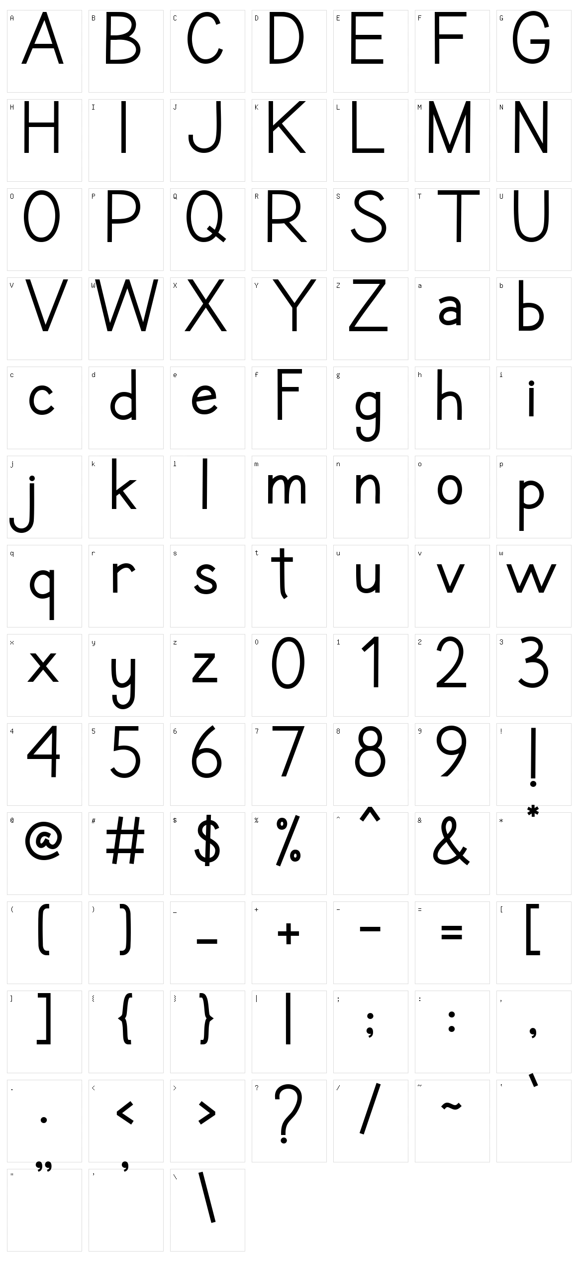 Romance Sans Character Set
