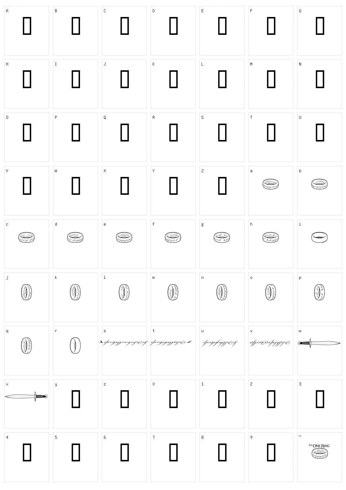 The One Ring Character Set