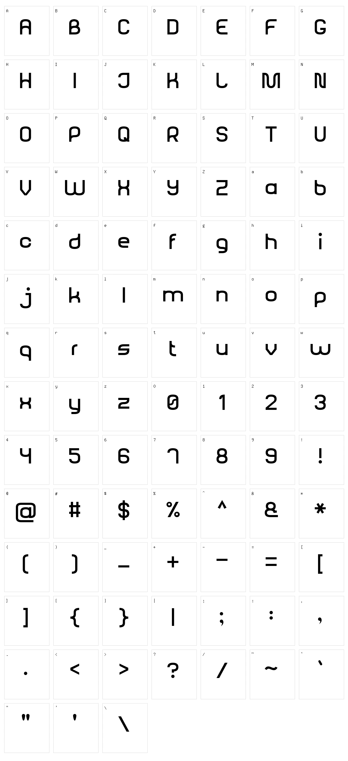 Rounded Sans Serif 7 Character Set