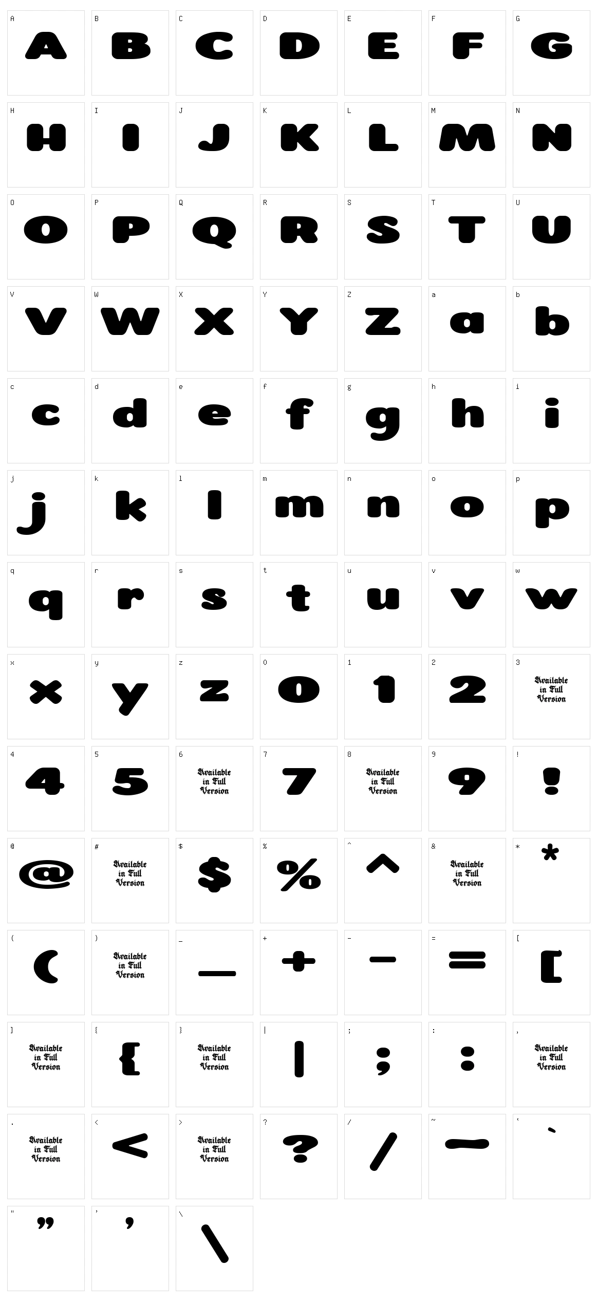 Roundigger Character Set