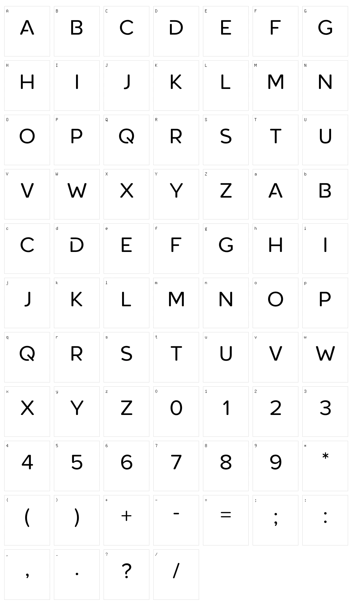 Roundor Character Set