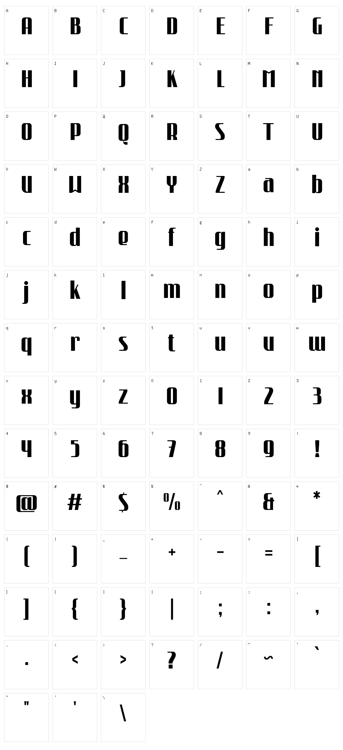 Rushtone Character Set