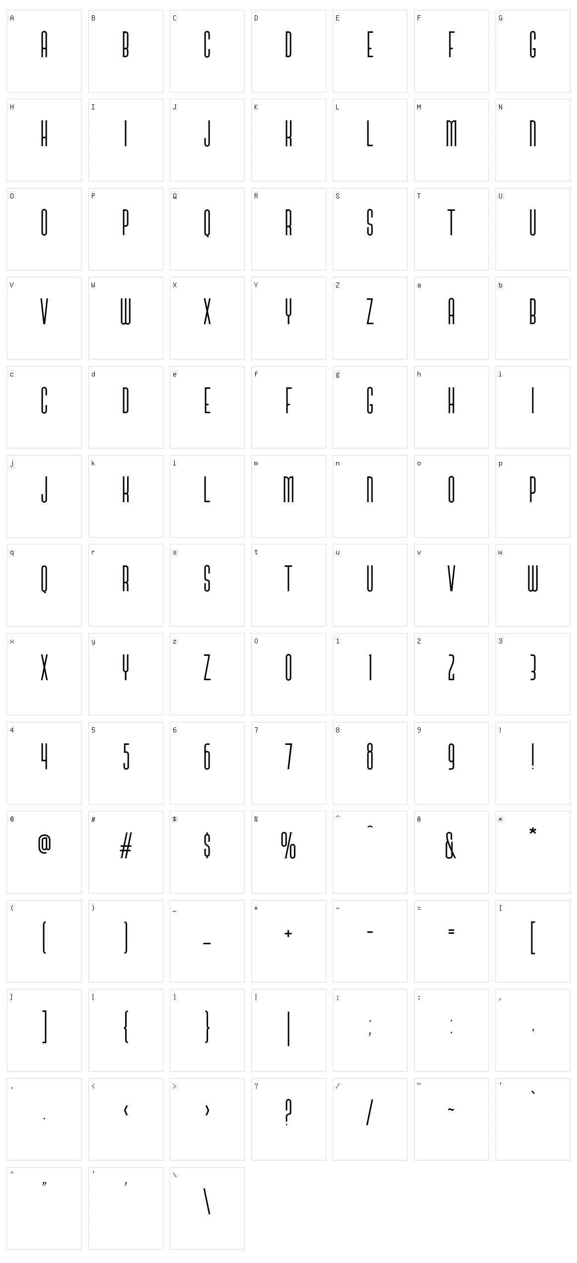 Sabana Character Set