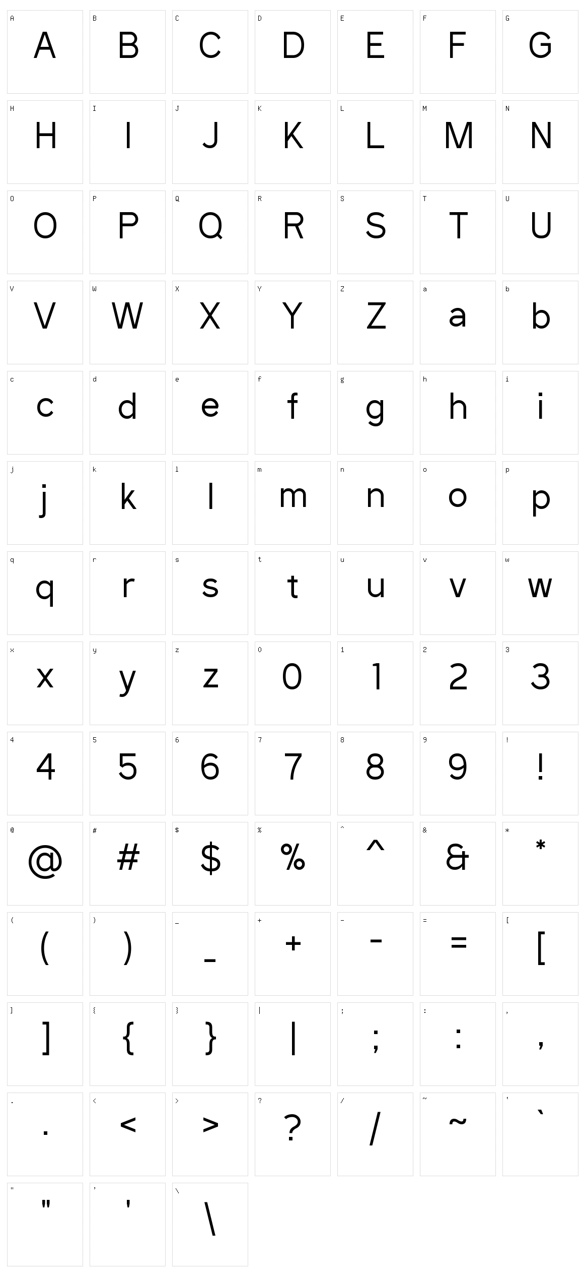 Sanitrixie Character Set