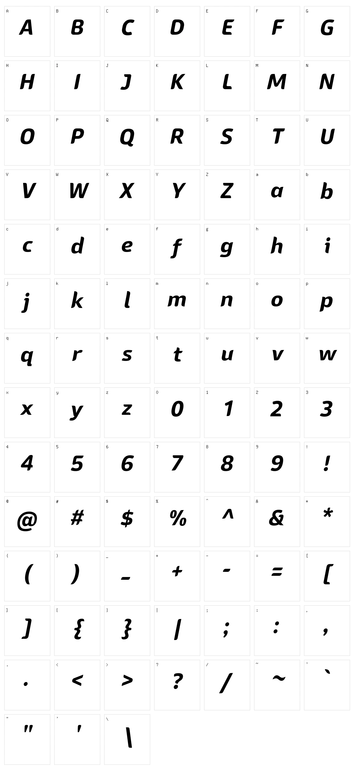 Sans Mateo Character Set