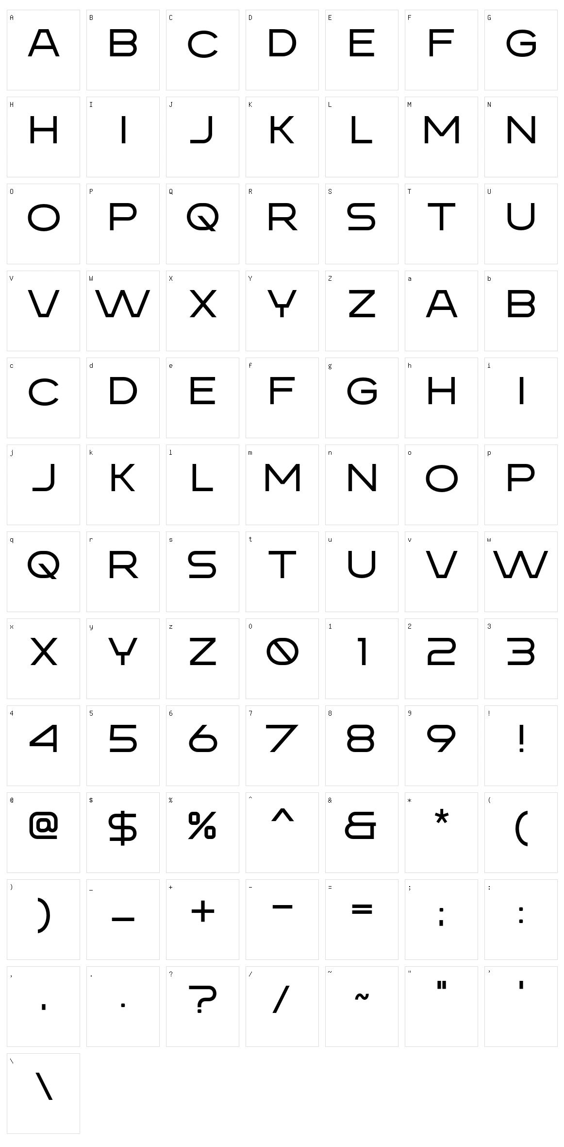 Sanset Character Set