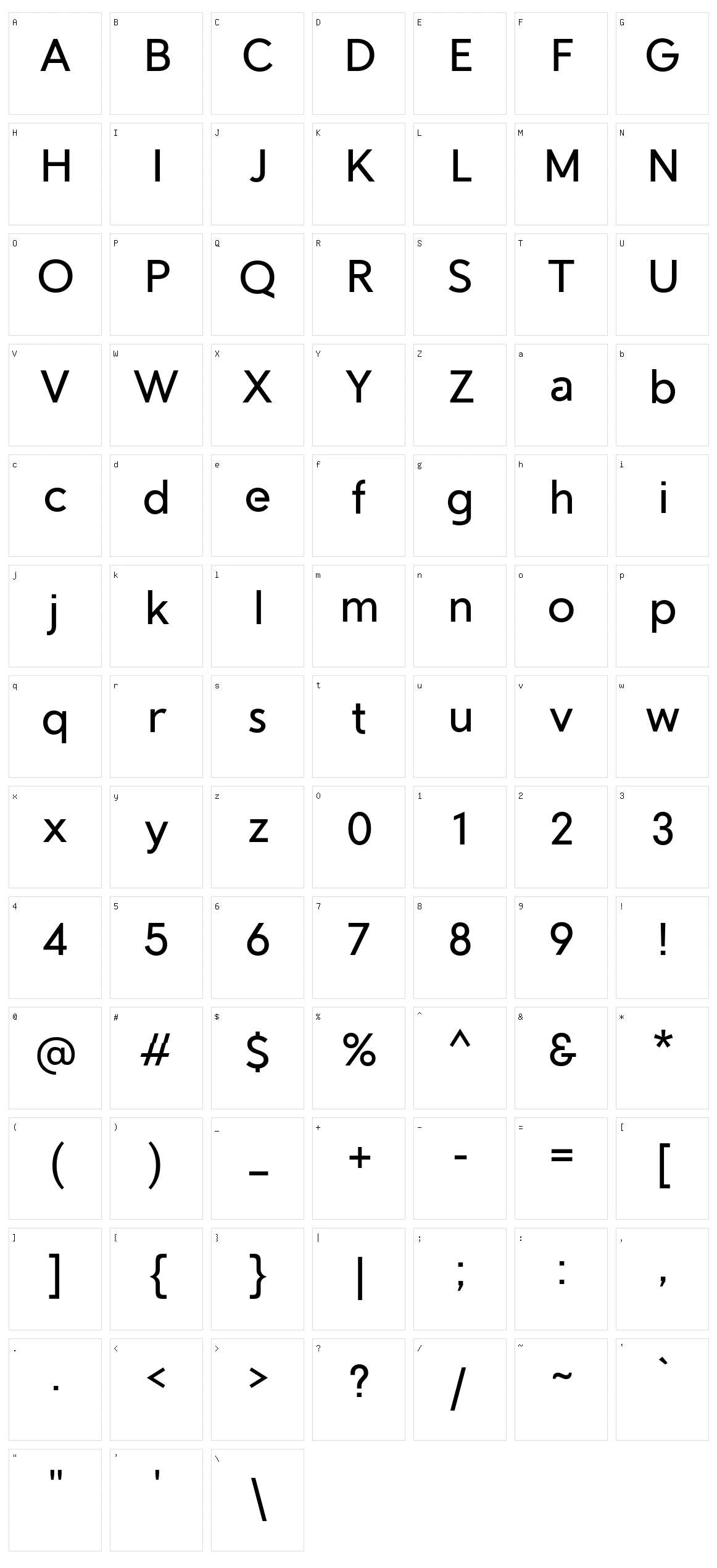 Santello Character Set