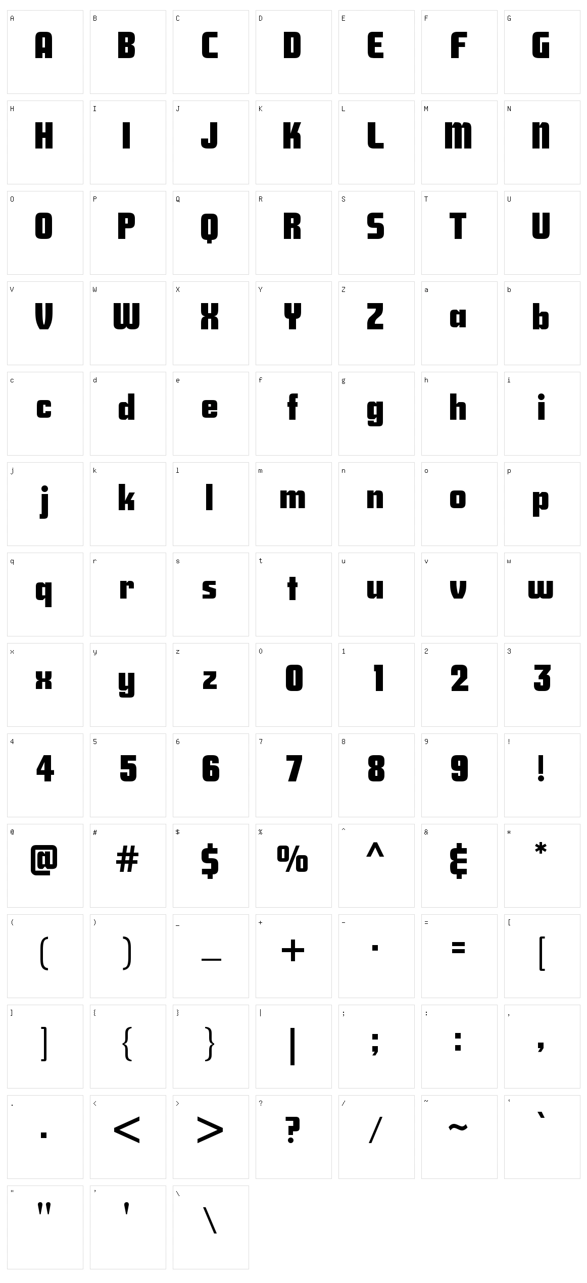 Savings Bond Character Set