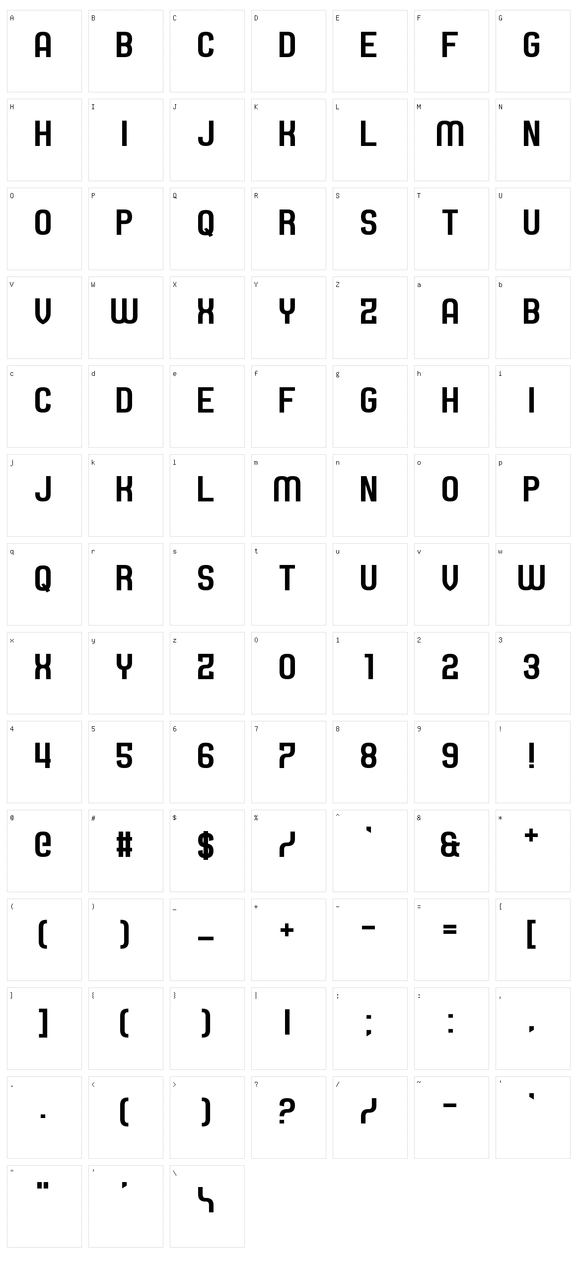 Septacharge Character Set