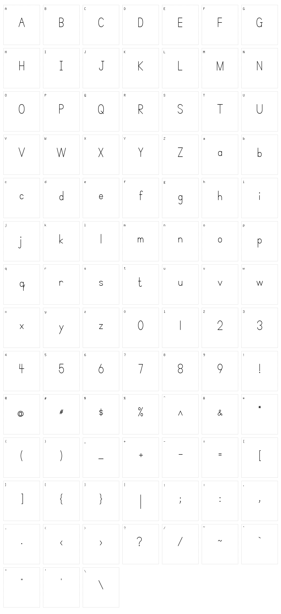 Simple Print Character Set