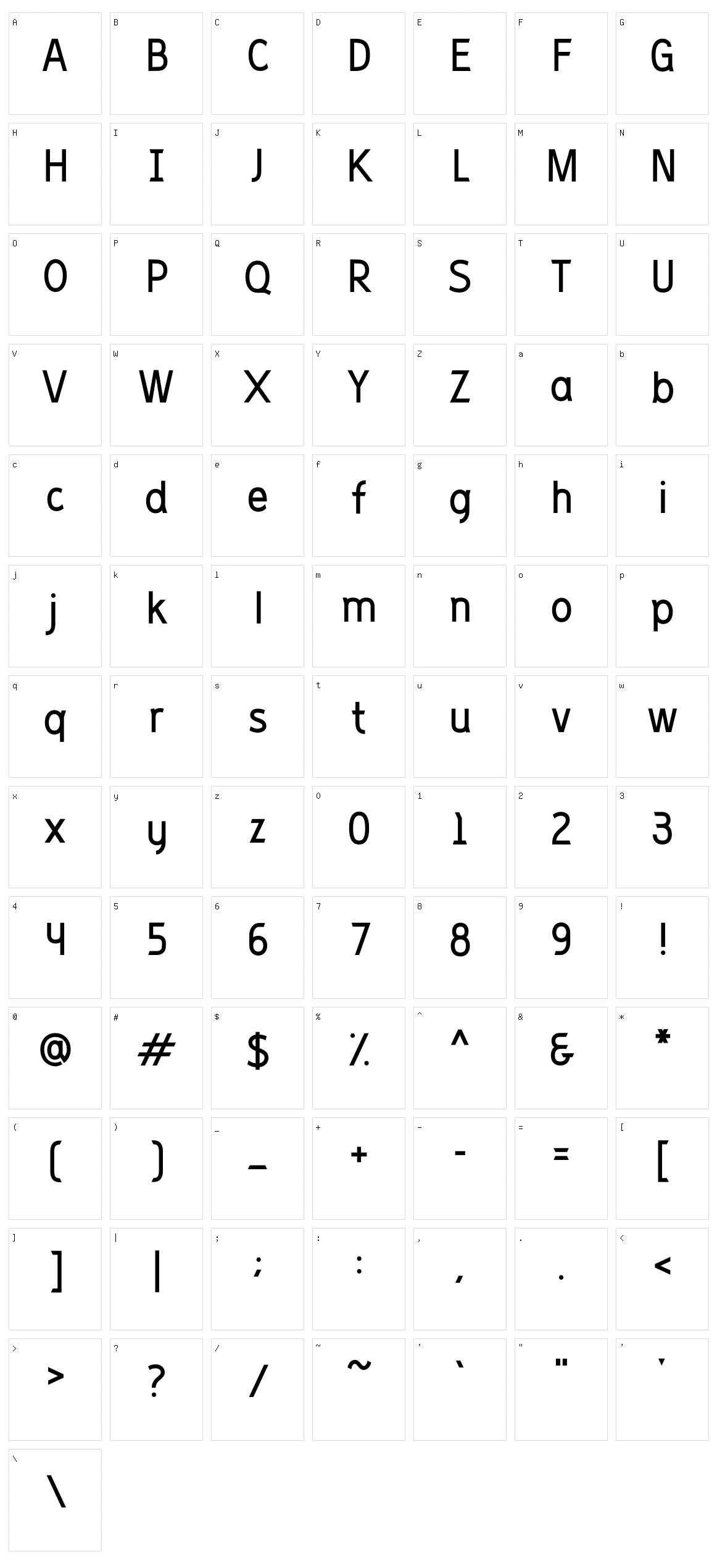 Slant Character Set