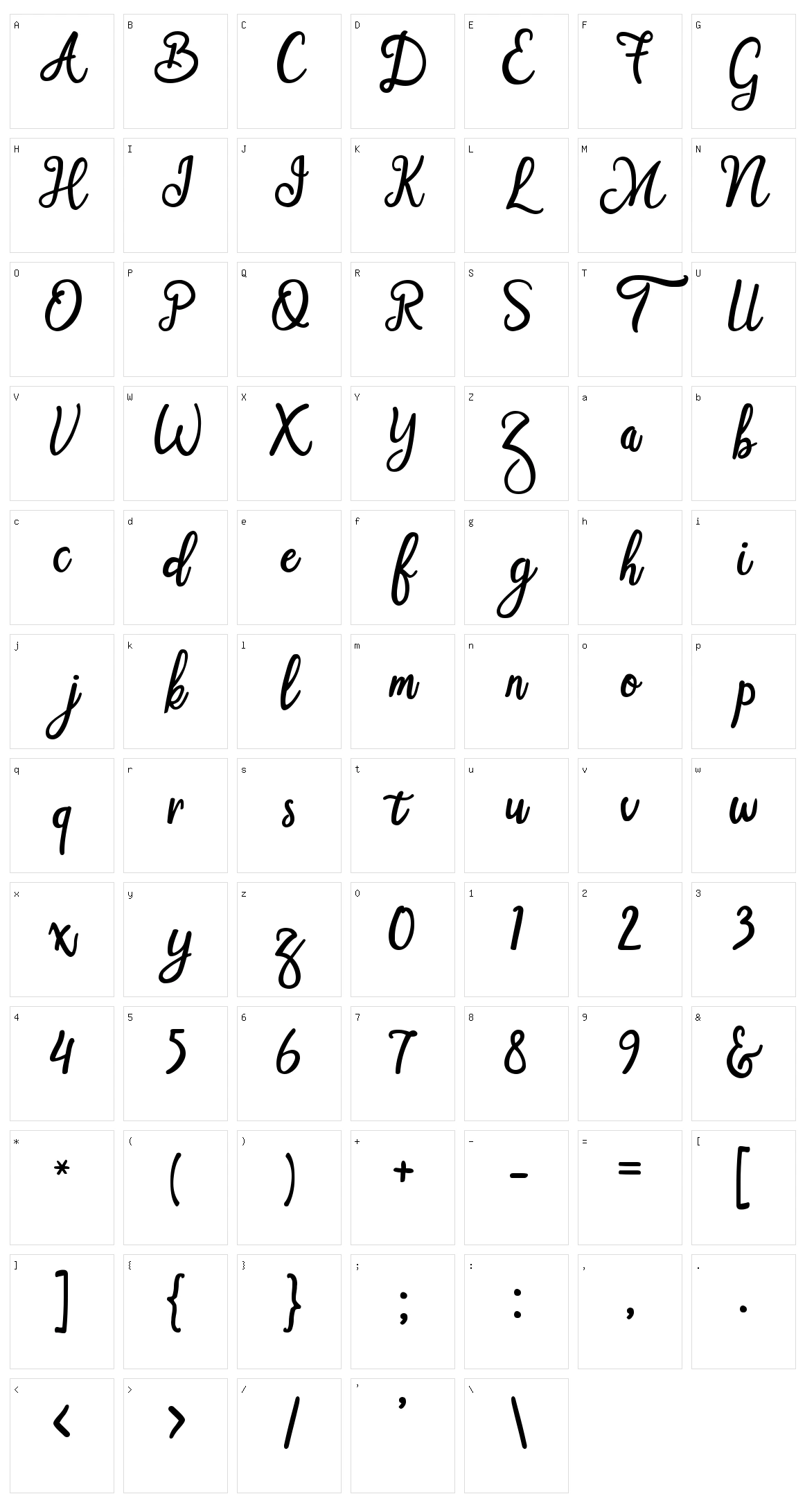 Smart Cherie Sans Character Set