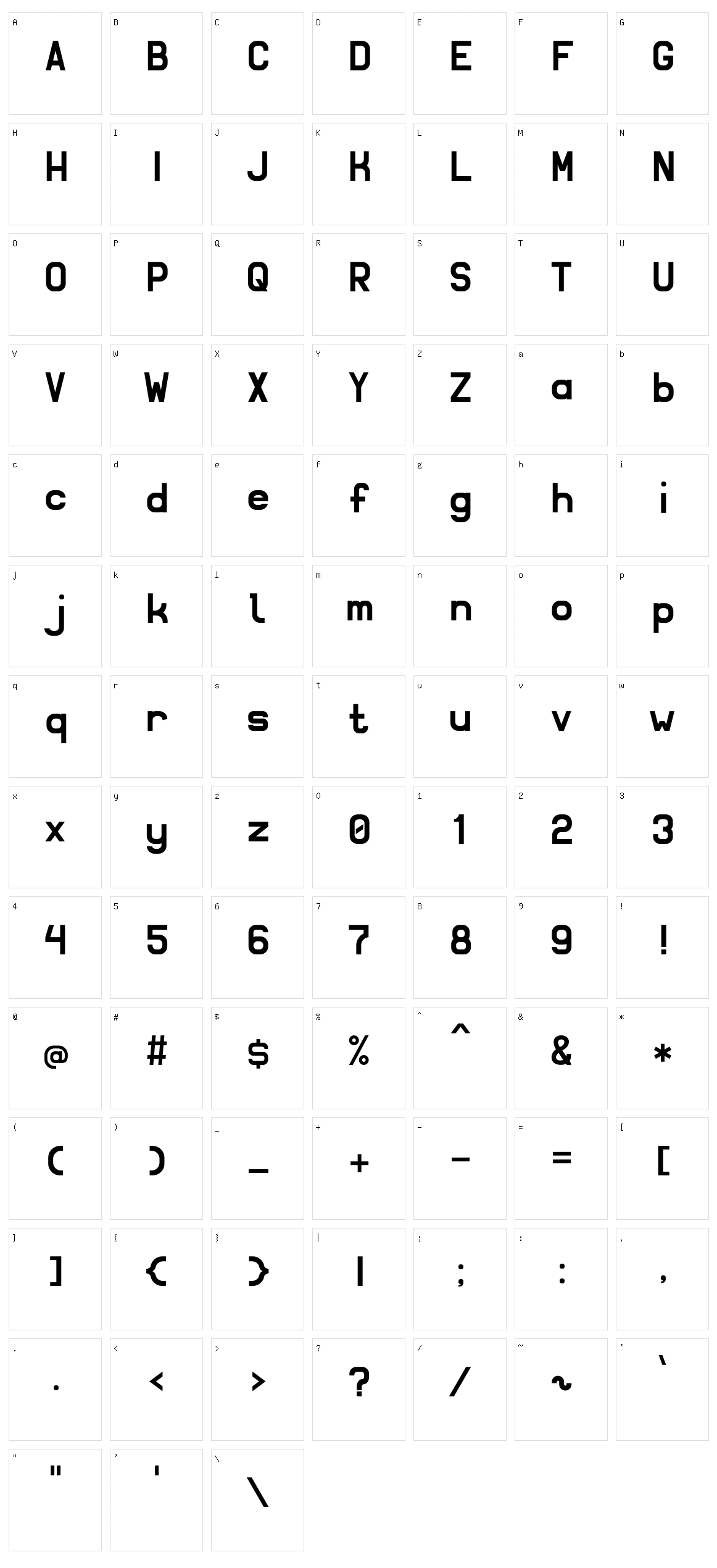 Solid Sans Character Set
