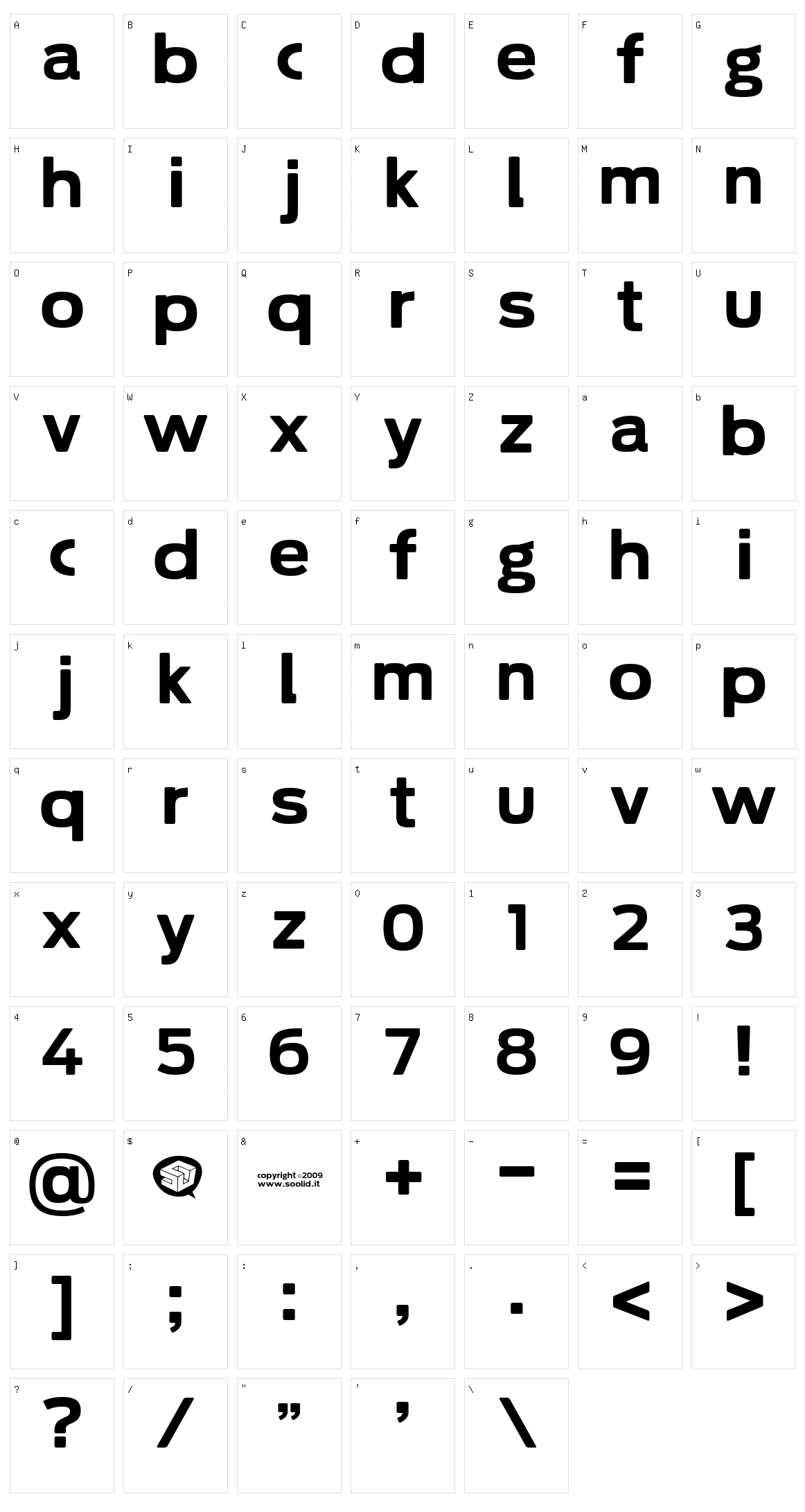 Soolidium Character Set