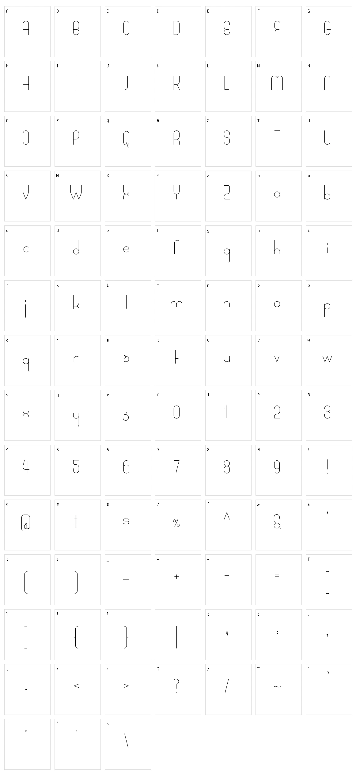 STF Oblongus Character Set