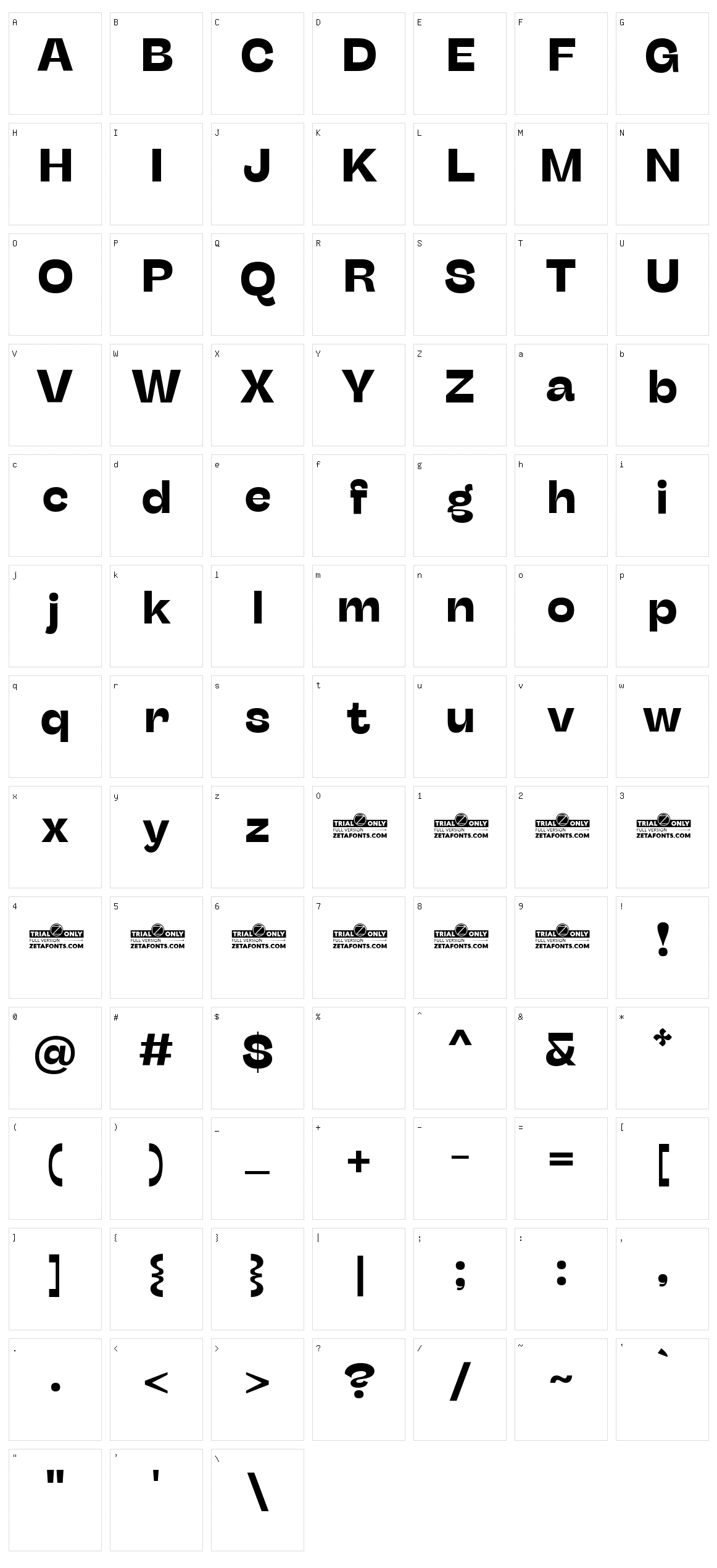 Stinger Character Set