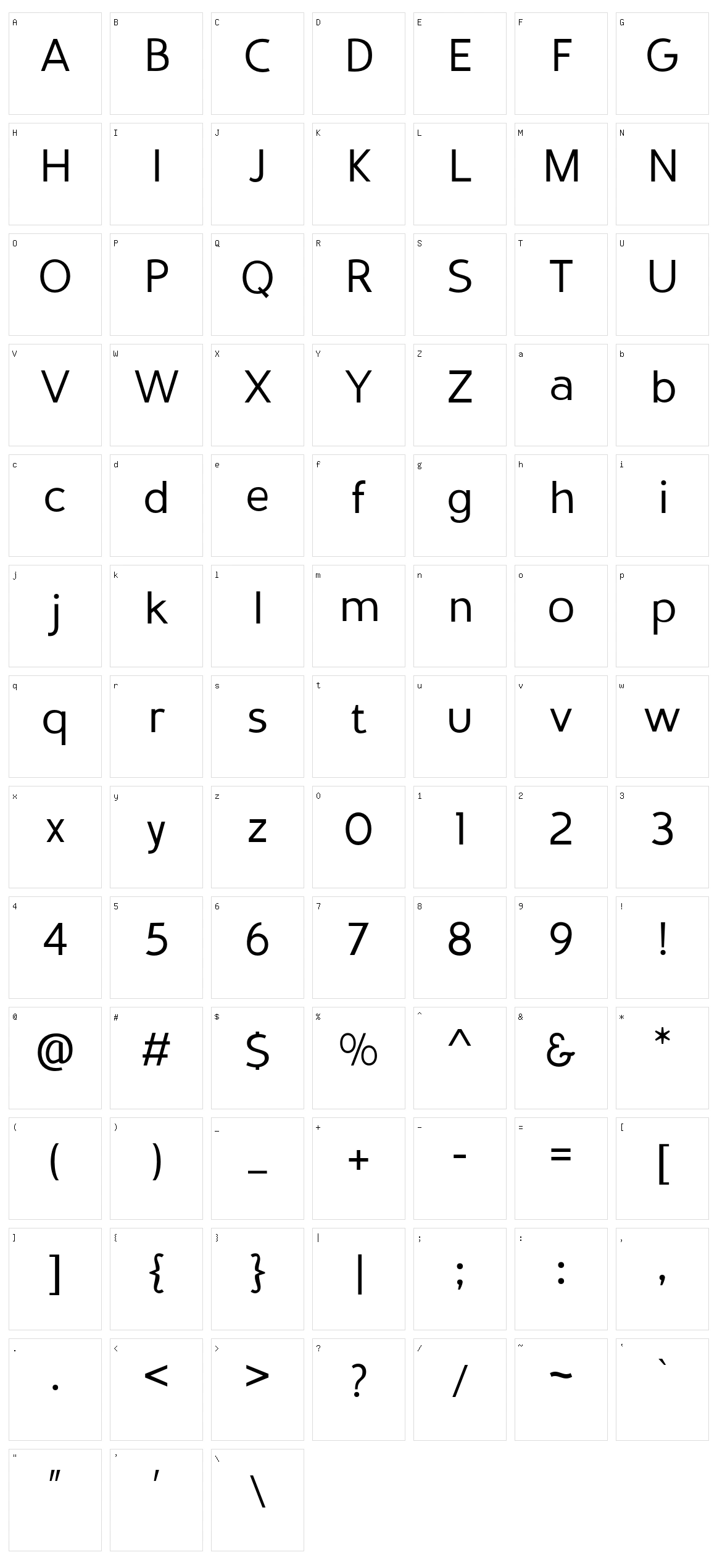 Stovia Character Set