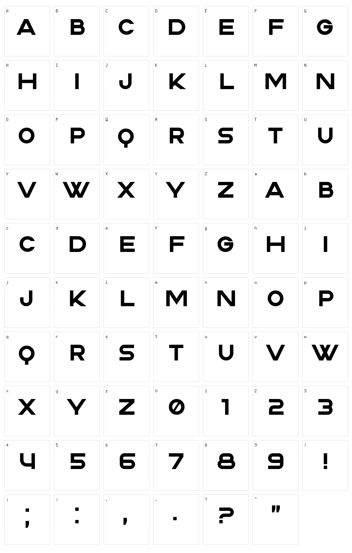 Strong Sans Character Set