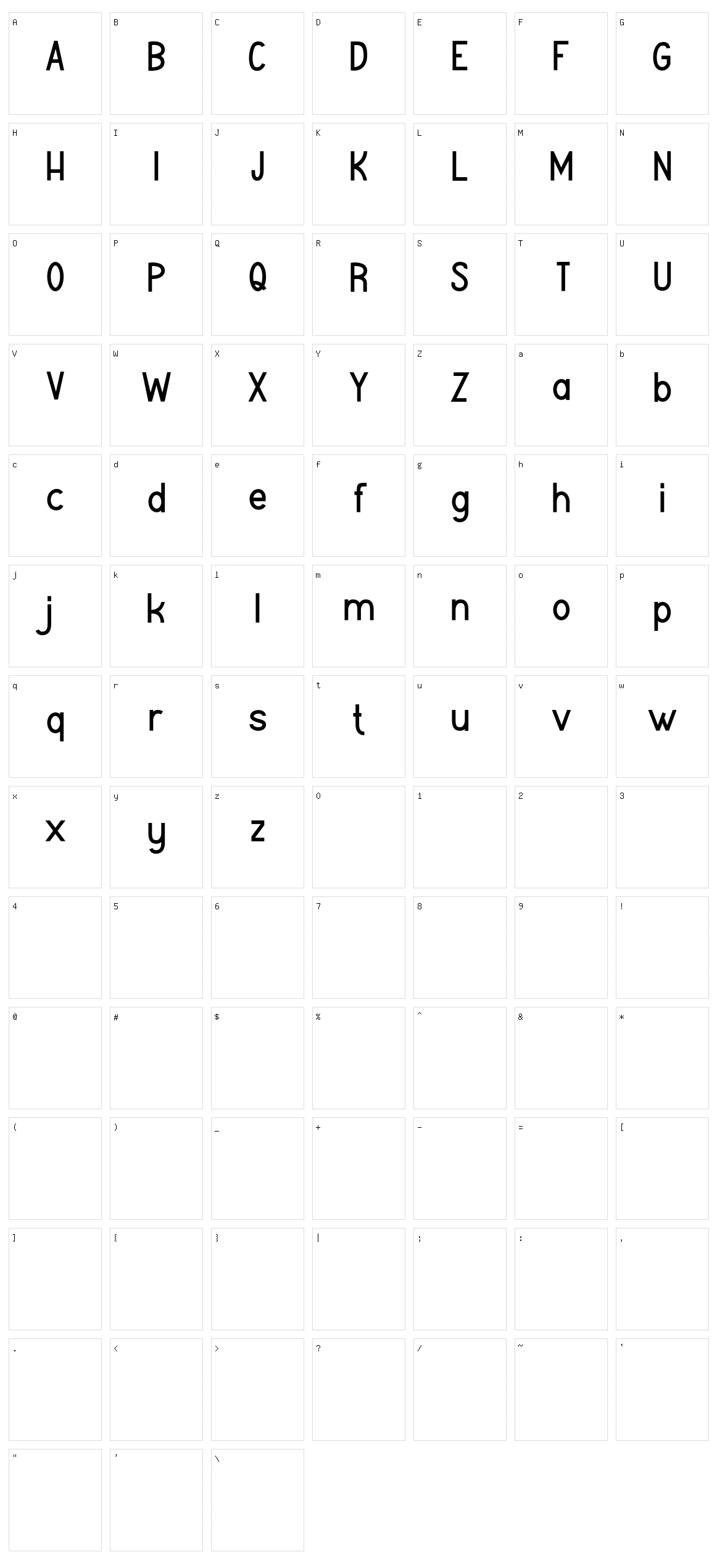 Stugatt Character Set