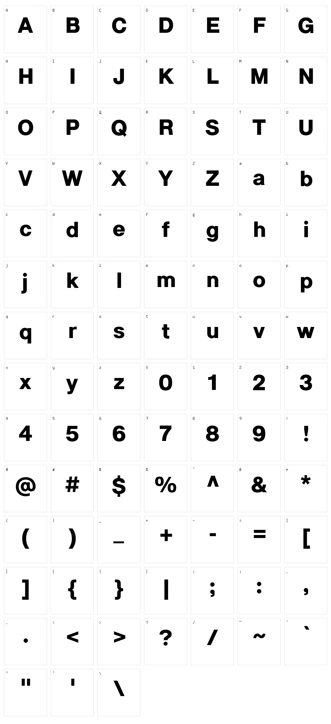 Sublima Character Set