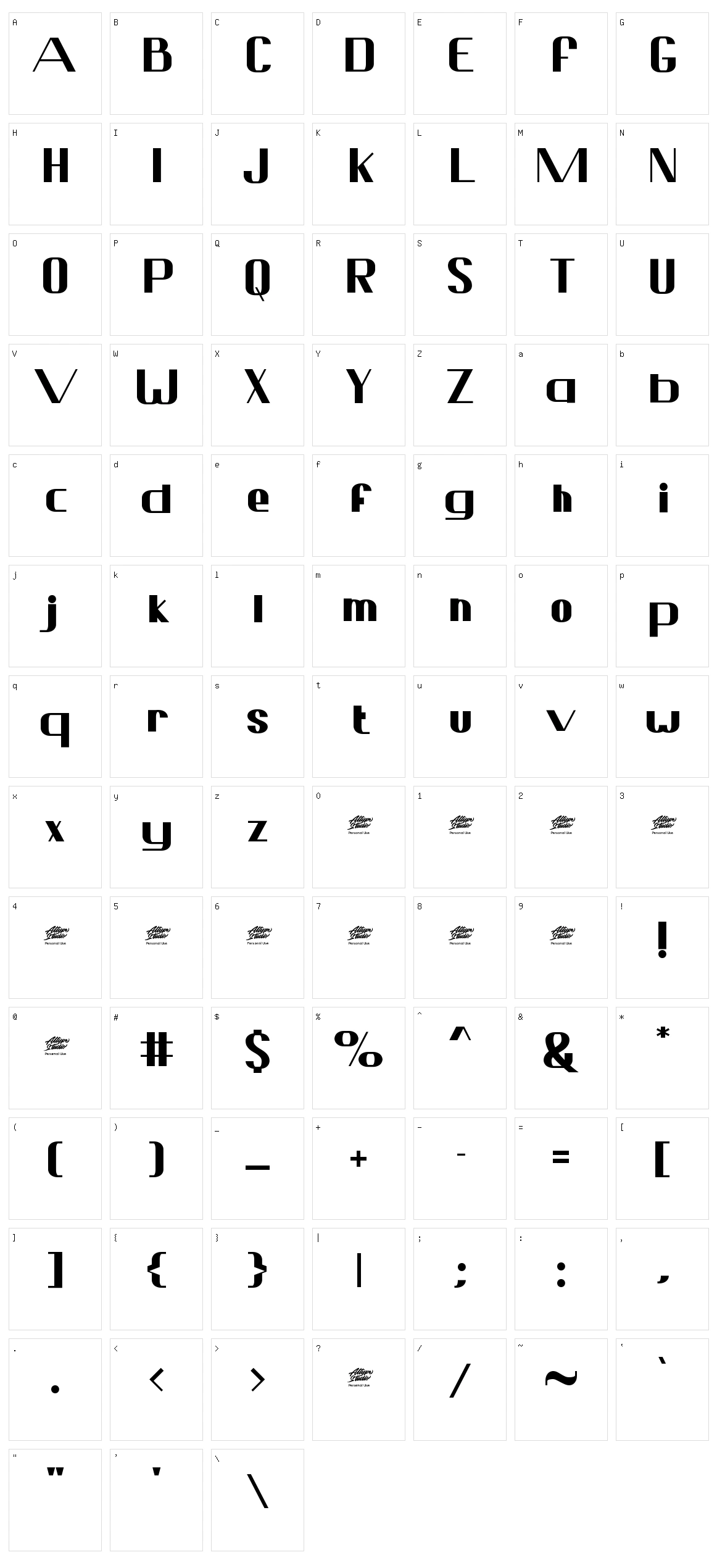 Sulatty Character Set