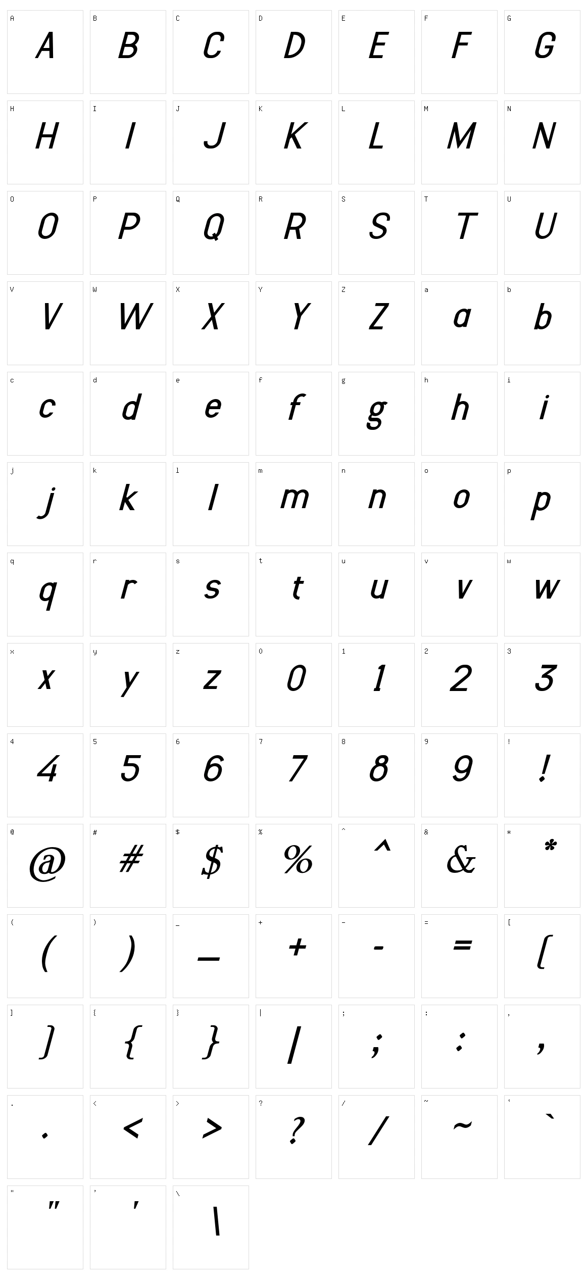 Sulcant Character Set