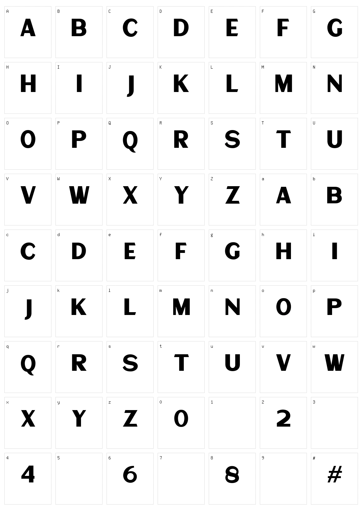 Sunmore Character Set