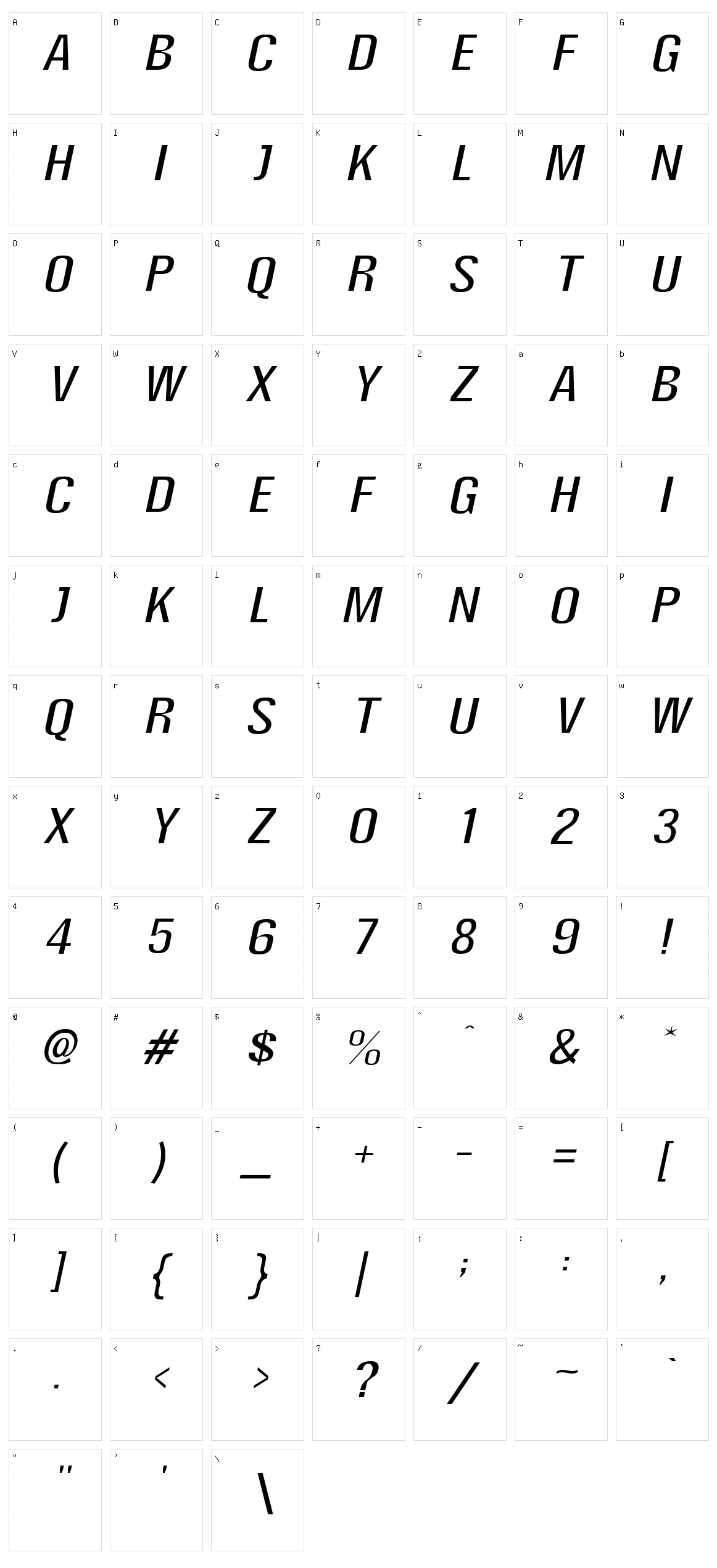 Super Thin Character Set