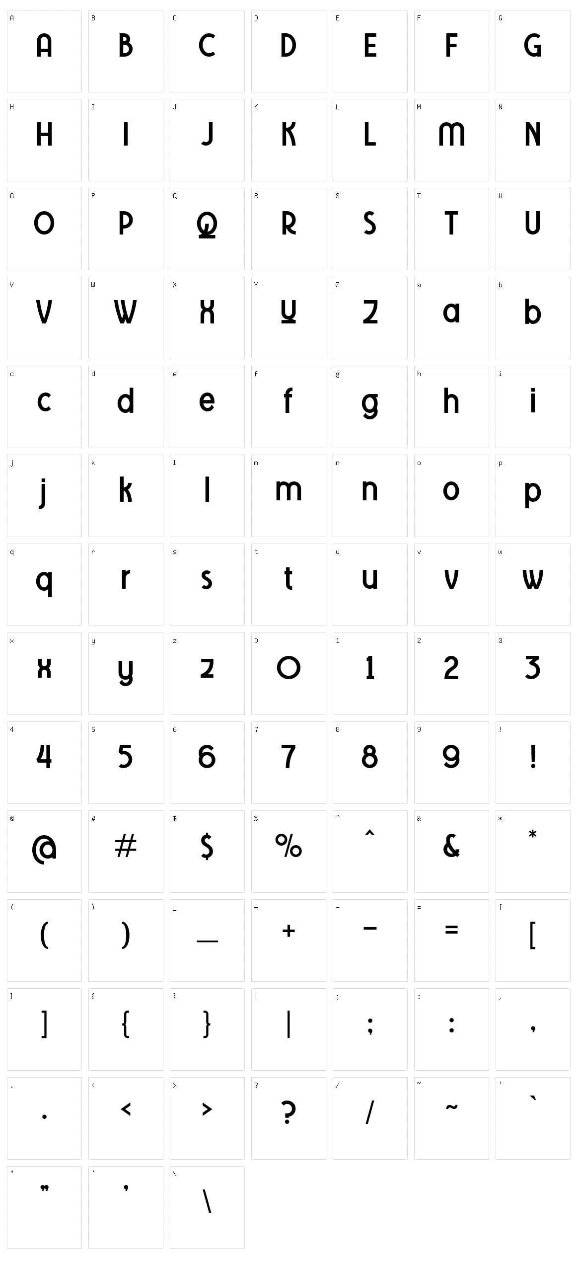 Tawakkal Sans Character Set