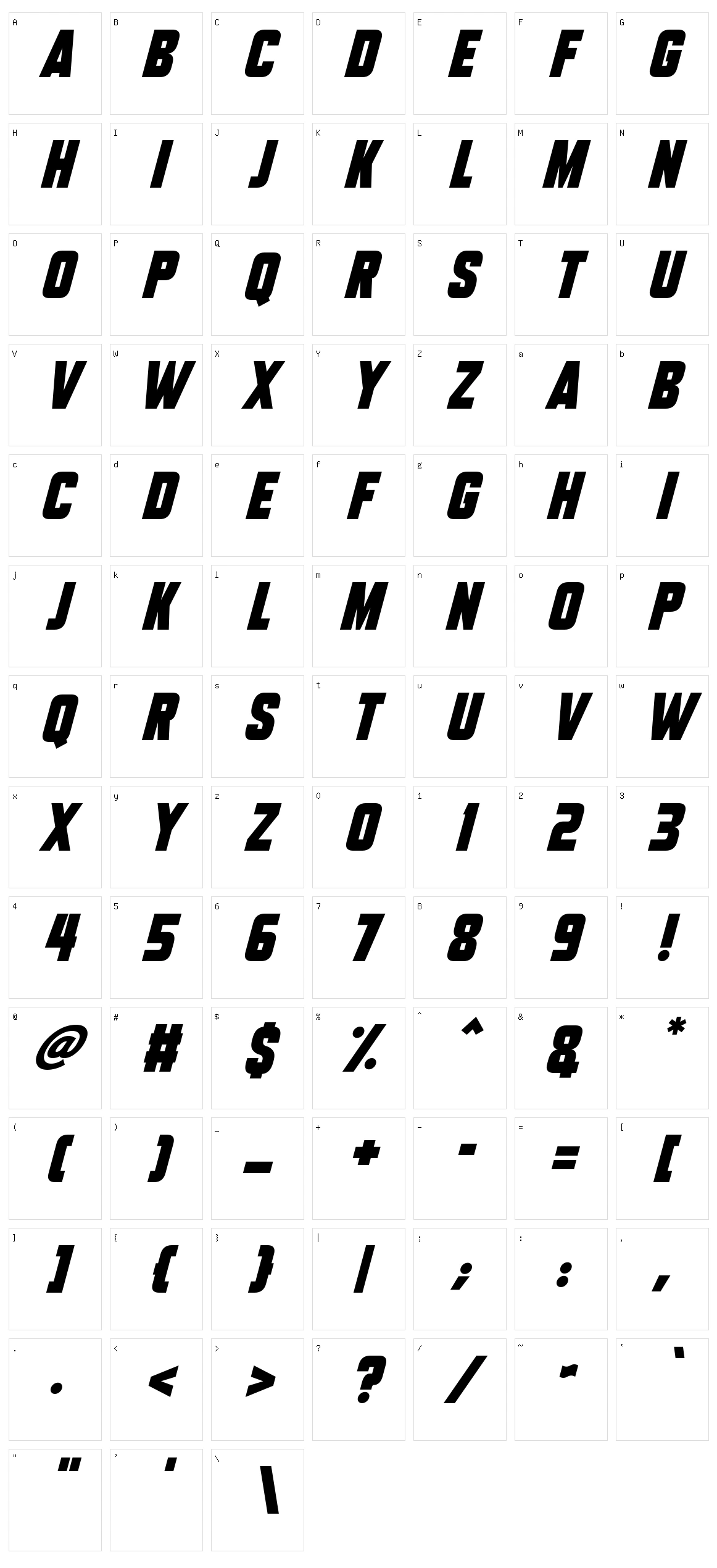 Tech Headlines Character Set