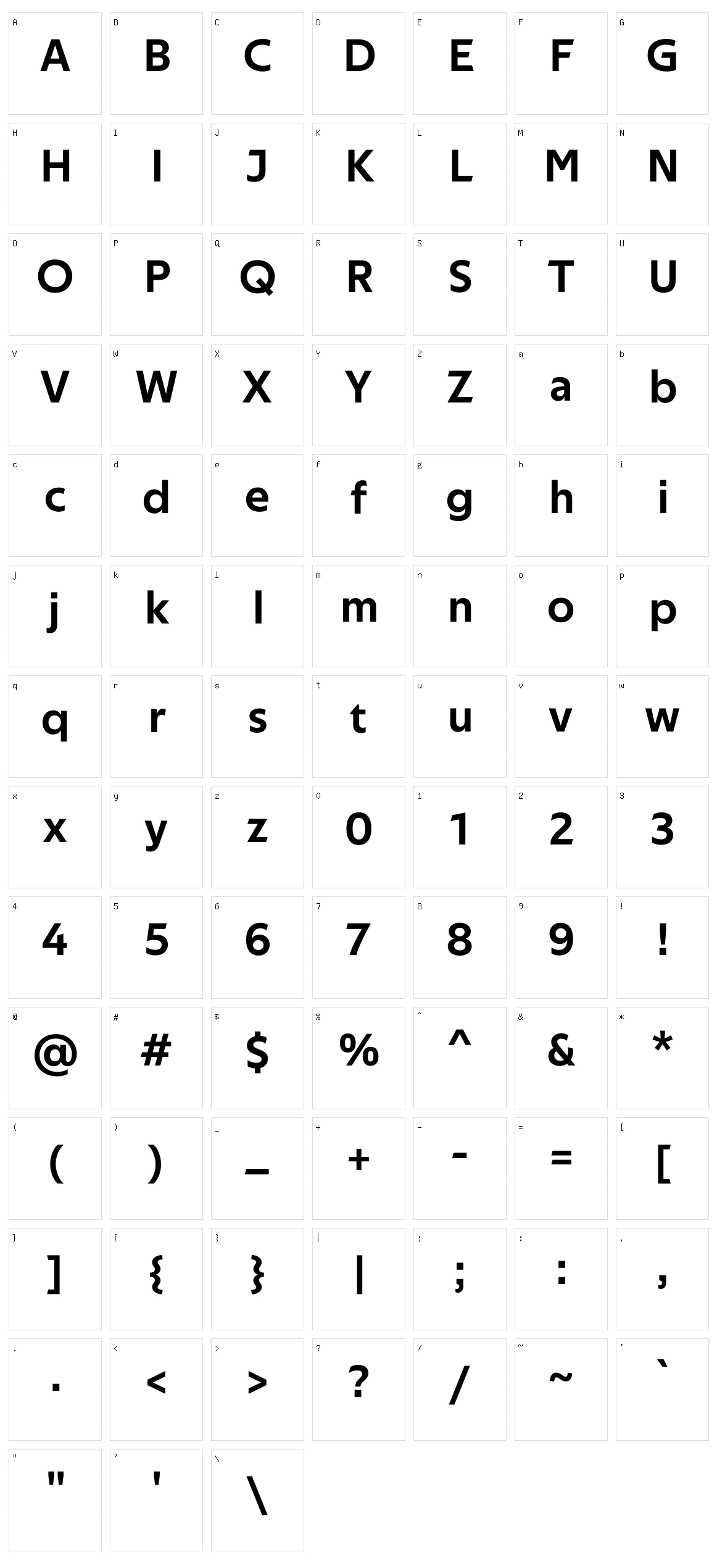 Techna Sans Character Set