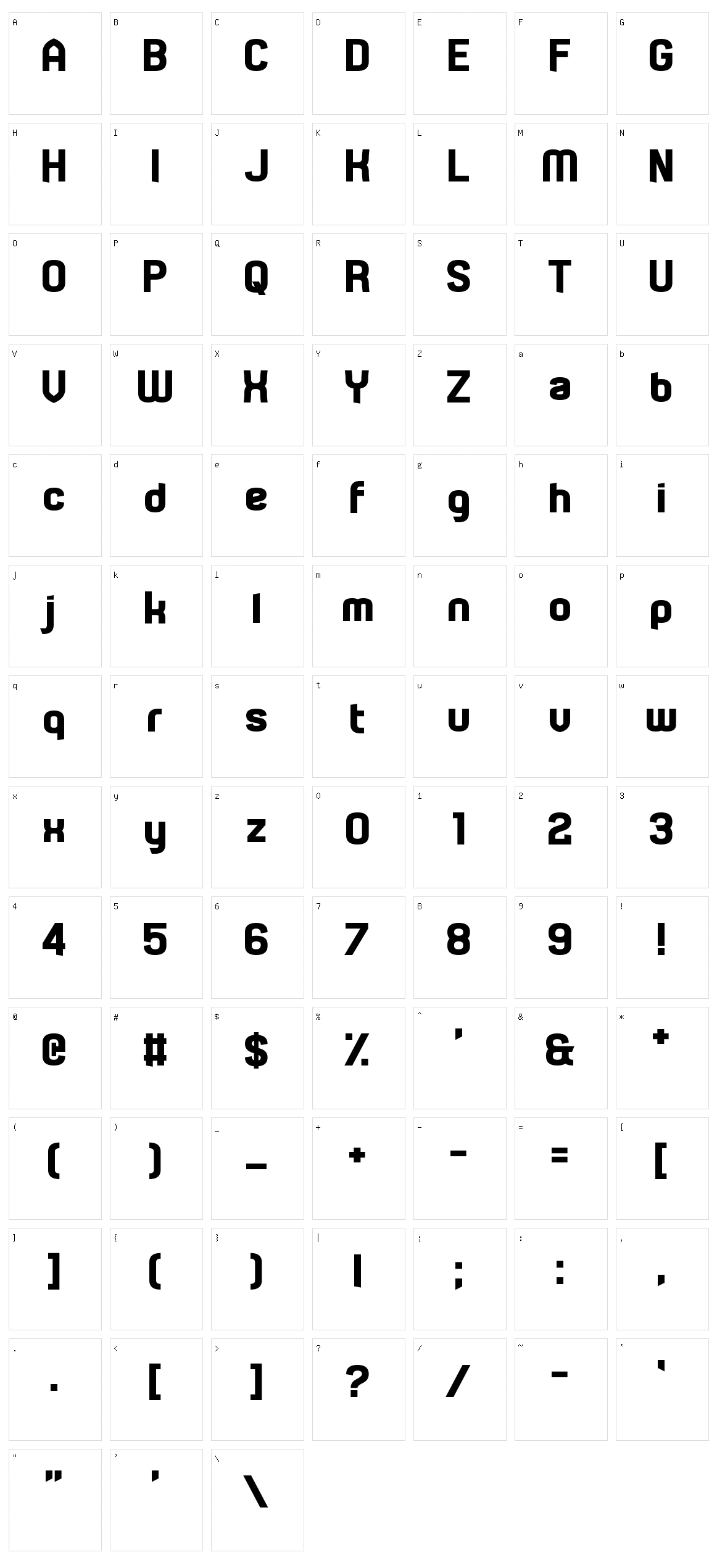 Technoma Character Set