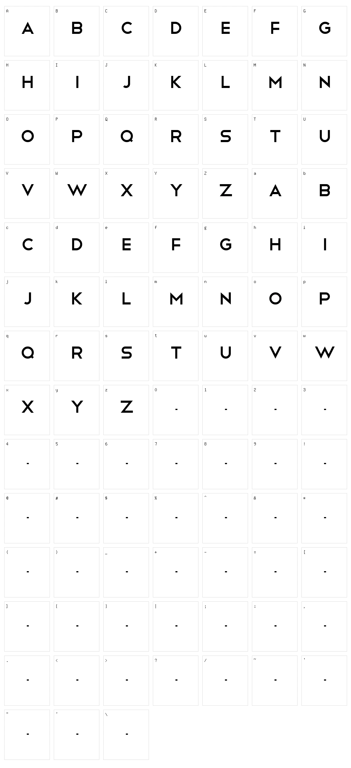 Telegrafico Character Set