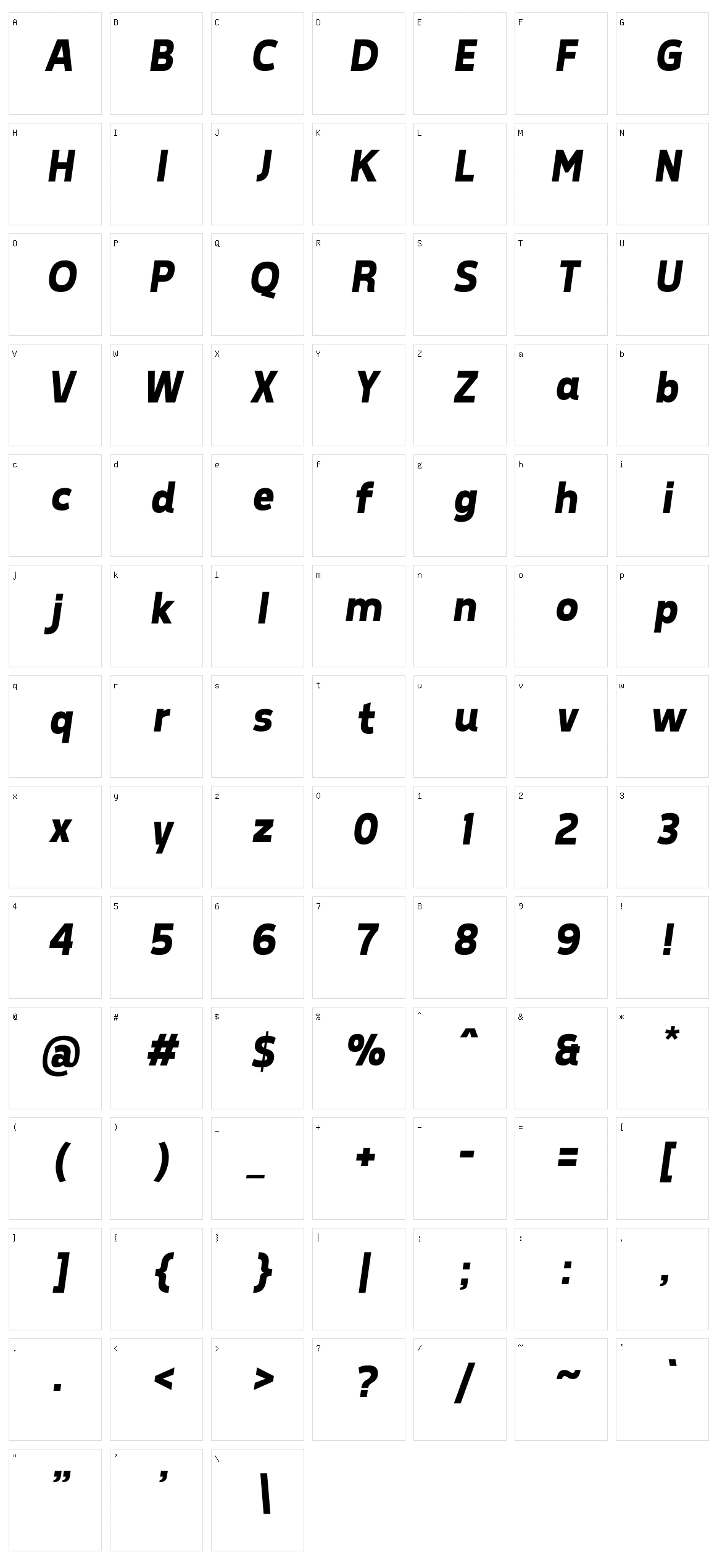 Tepeno Sans Character Set